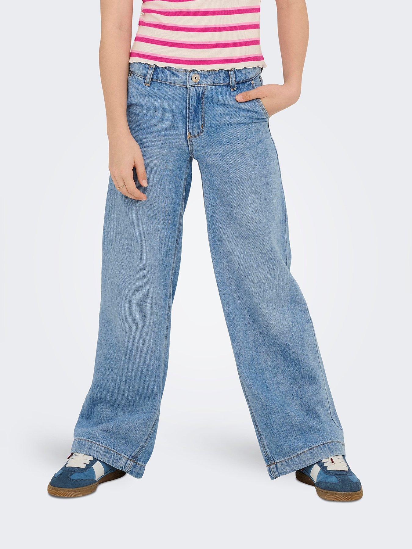 Image 3 of 6 of Only Kids Girls Comet Wide Leg Jeans - Light Blue