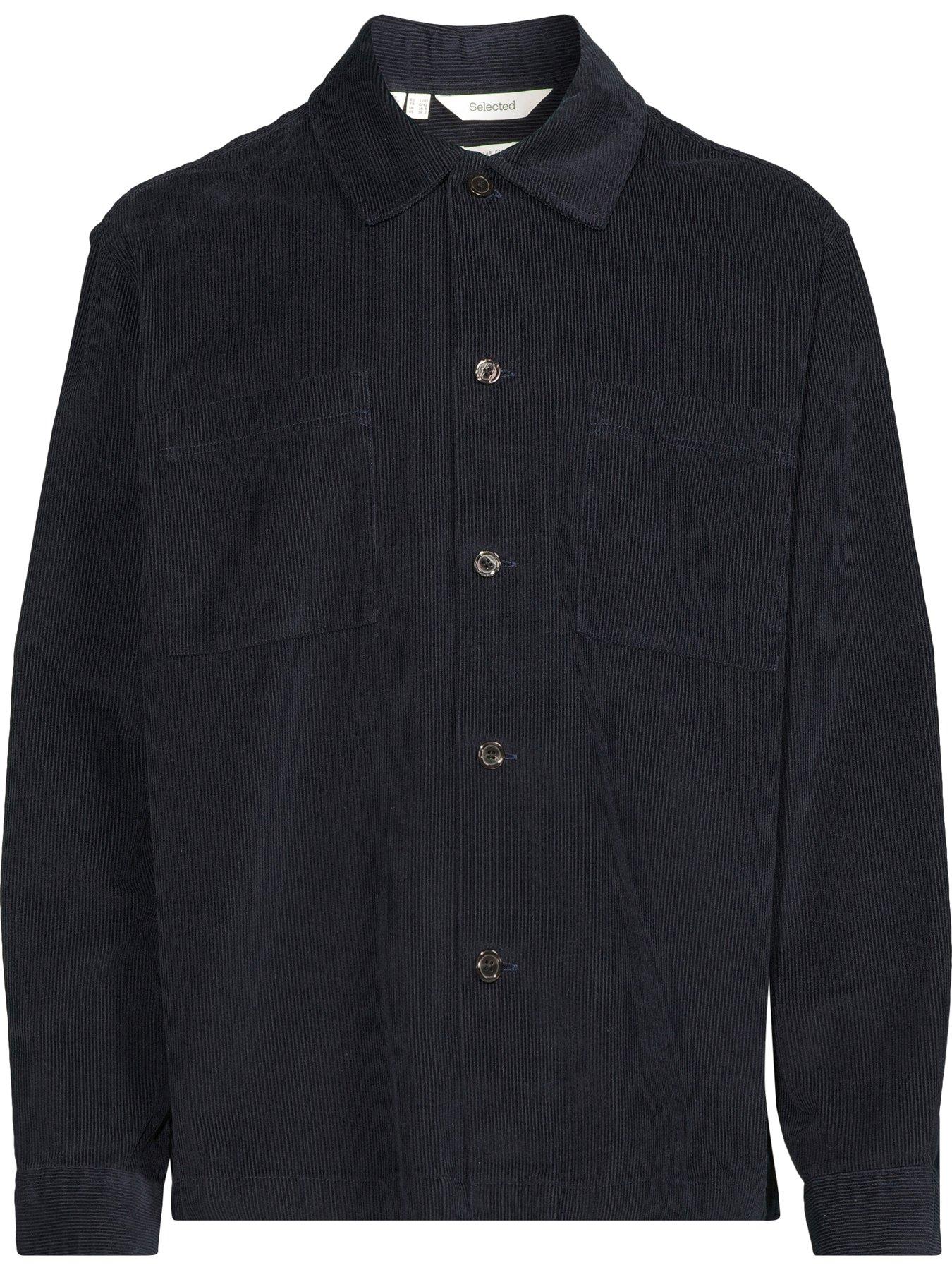  image of selected-homme-regtate-cord-casual-overshirt-navy