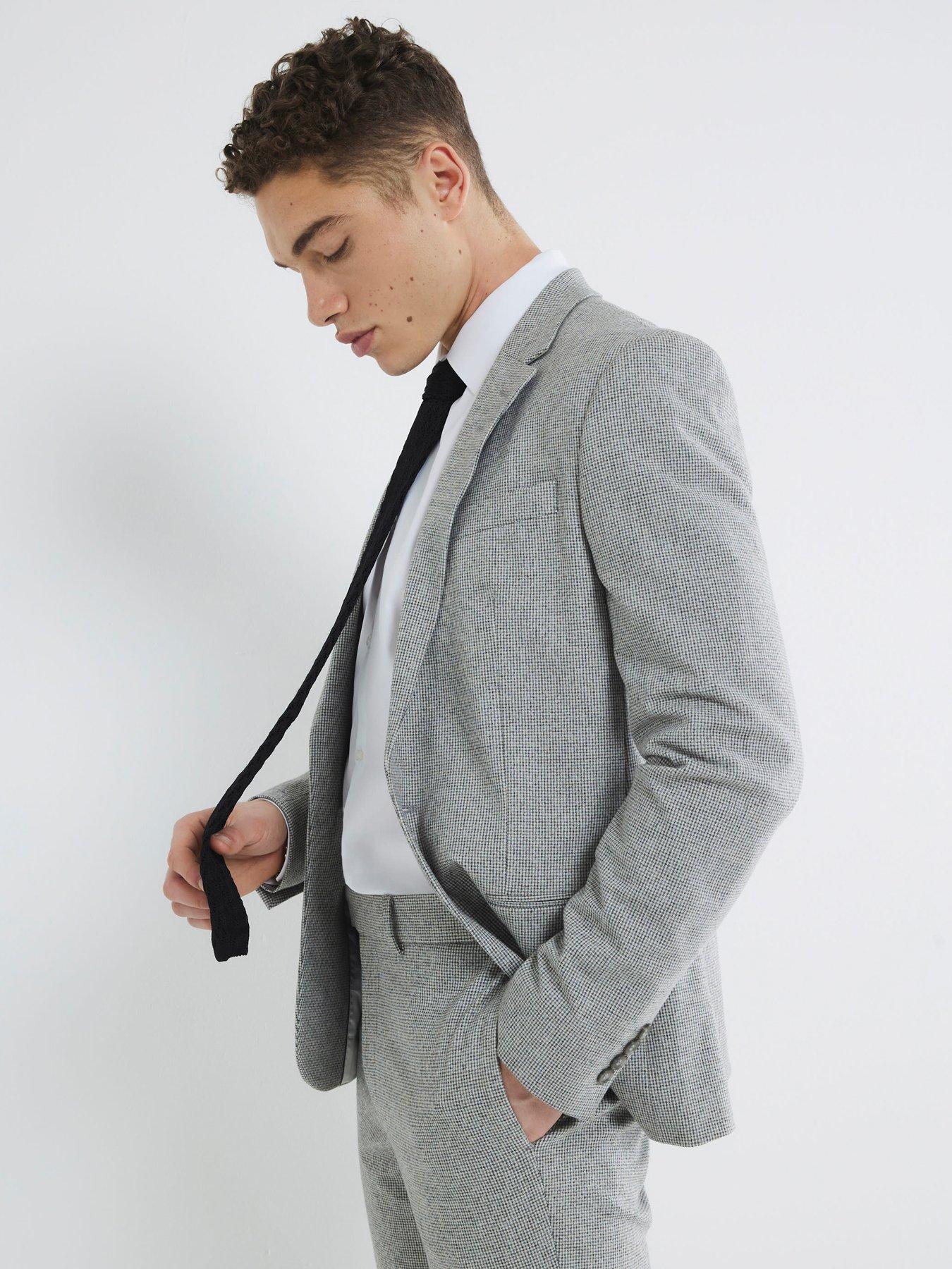 undefined Pupstooth Skinny Fit Suit Jacket - Grey