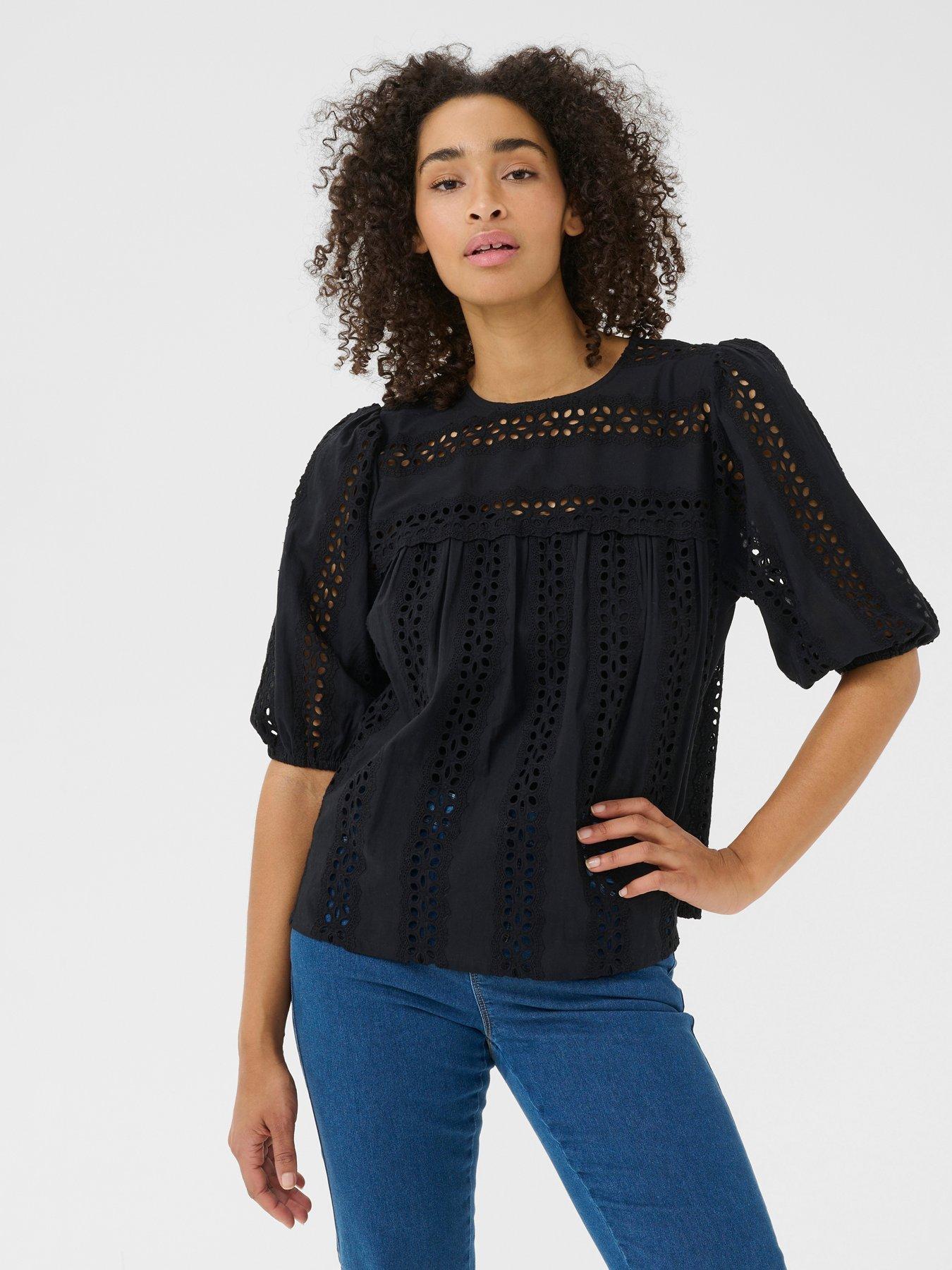 kaffe-randy-short-sleeve-blouse-black