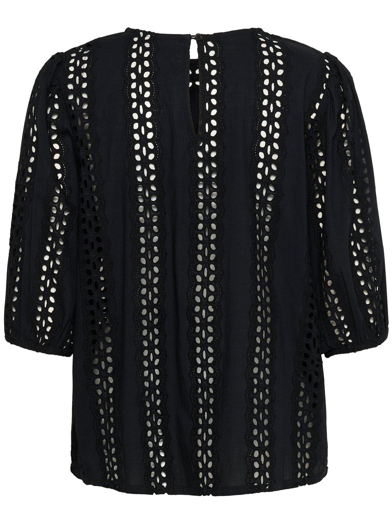  image of kaffe-randy-short-sleeve-blouse-black