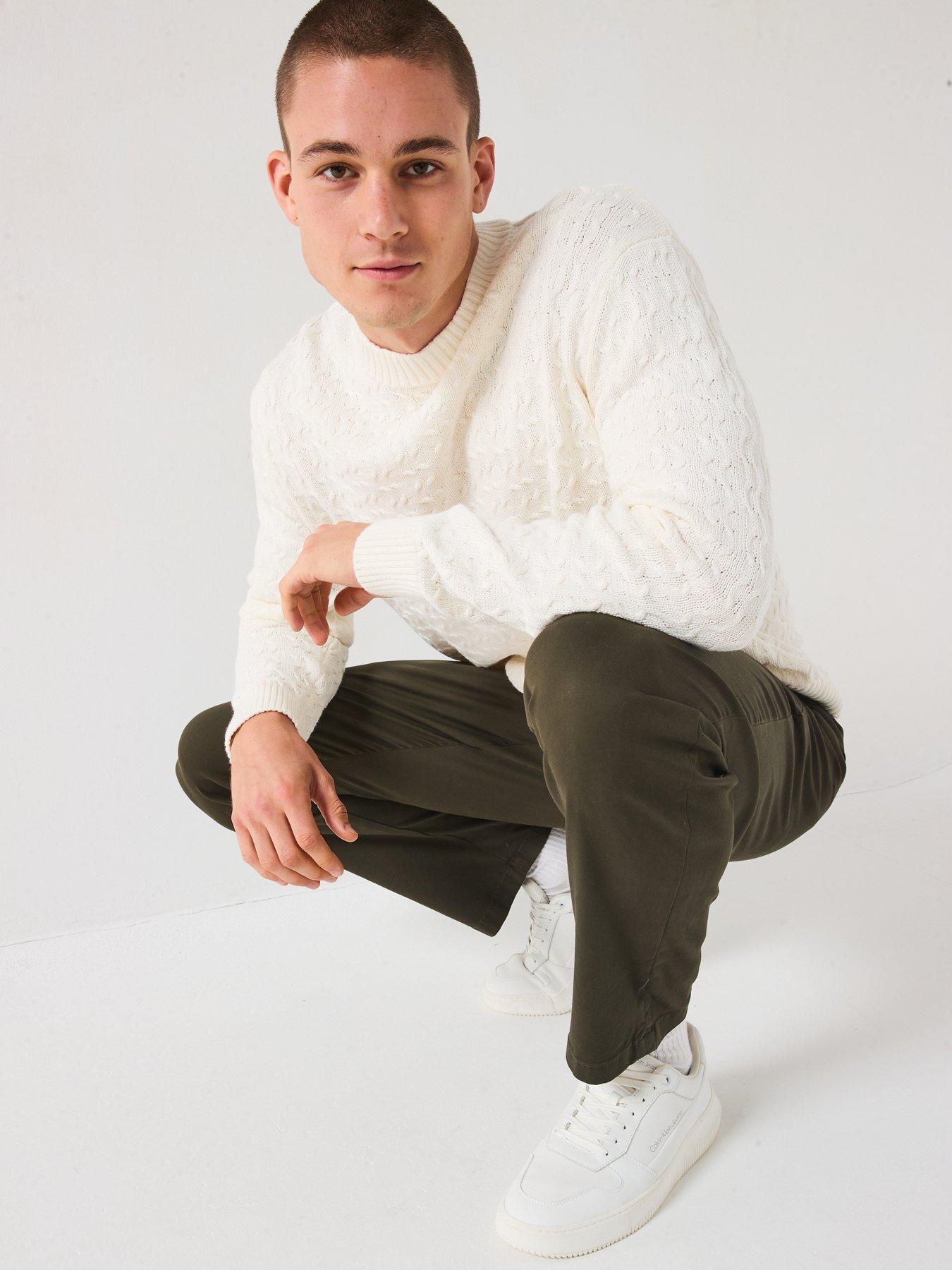 Image 3 of 6 of Selected Homme Philip Long Sleeve Relaxed Fit Knitted Jumper - Cream