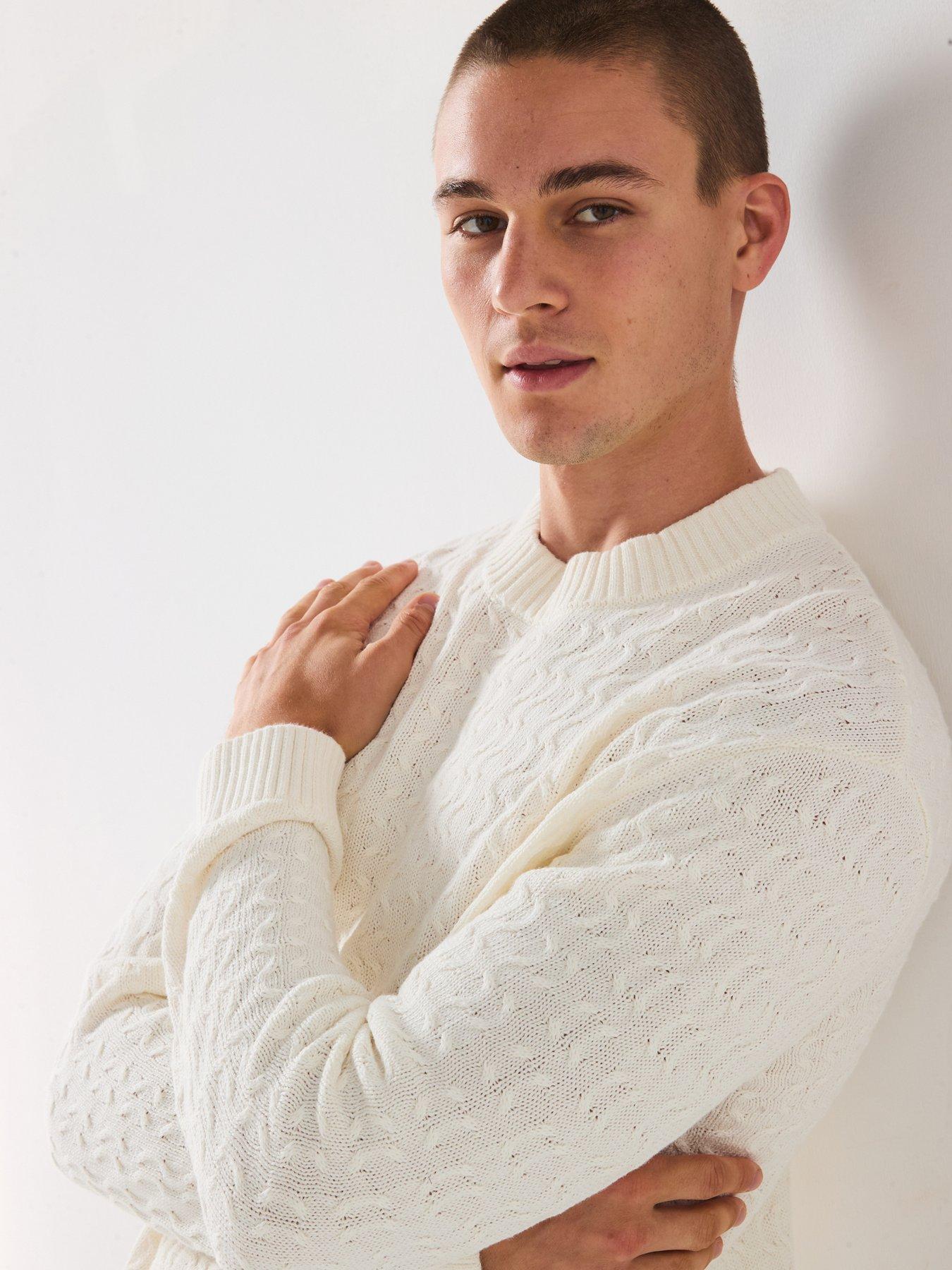 Image 4 of 6 of Selected Homme Philip Long Sleeve Relaxed Fit Knitted Jumper - Cream