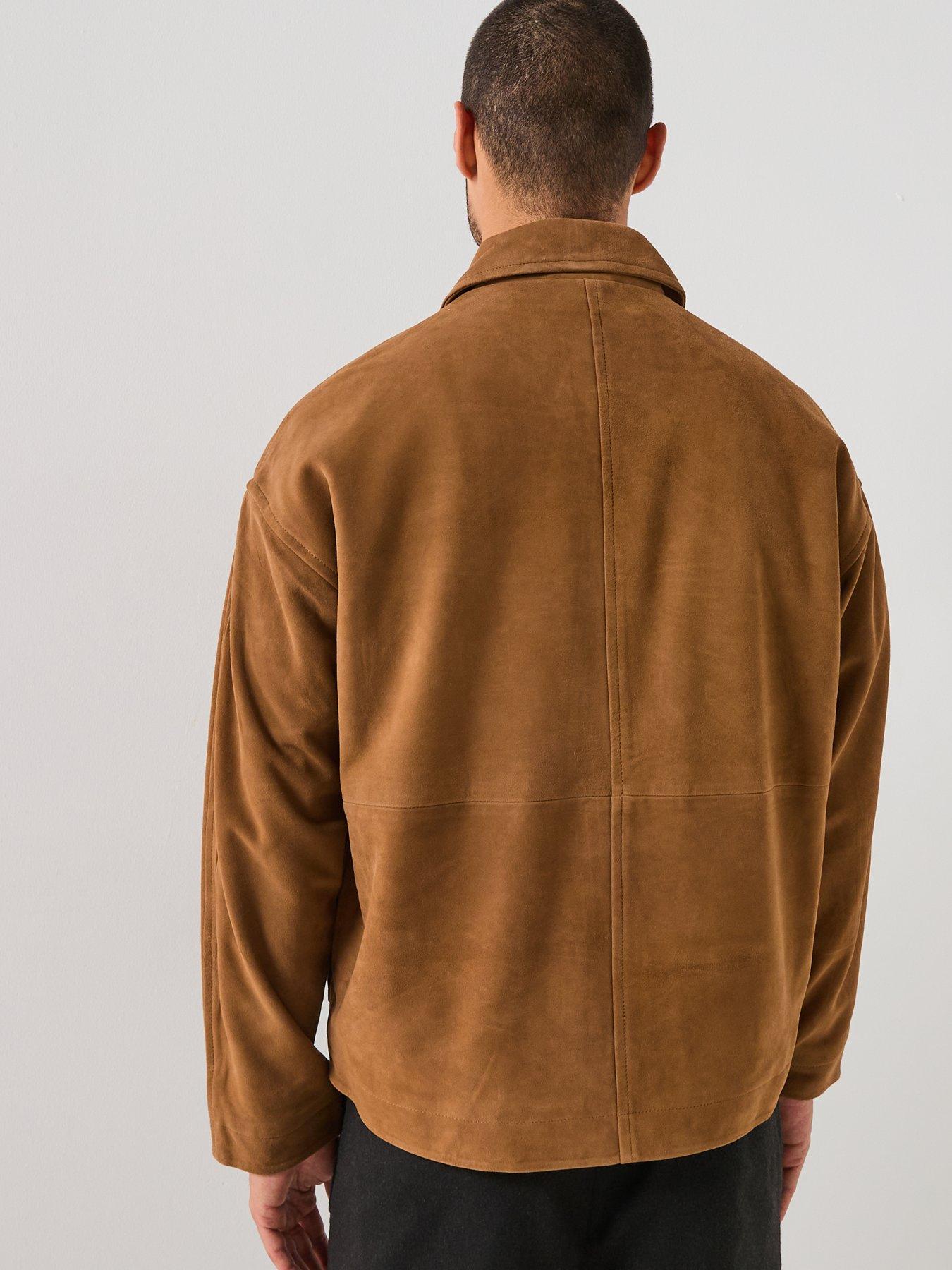  image of selected-homme-lucas-suede-bomber-jacket-brown