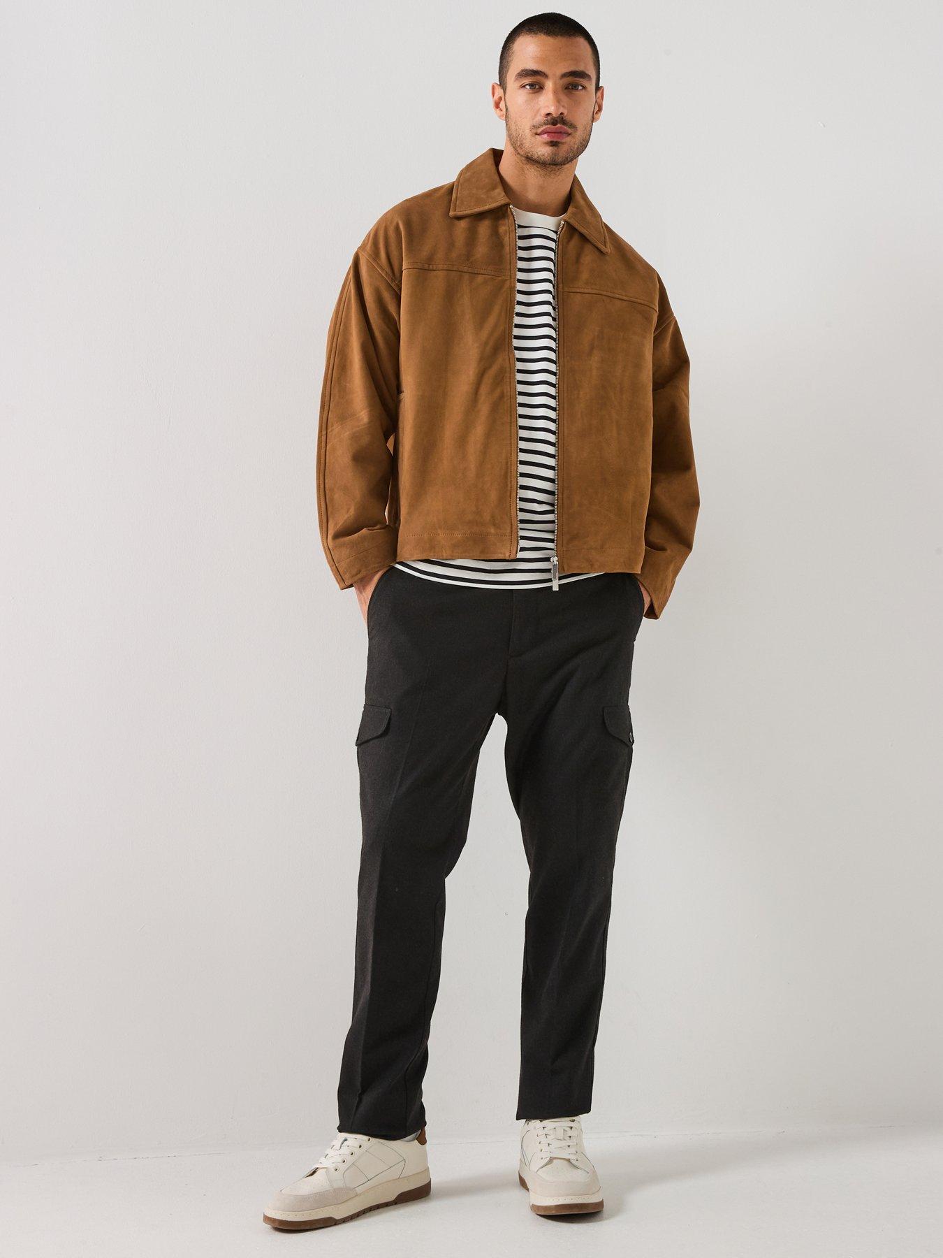  image of selected-homme-lucas-suede-bomber-jacket-brown