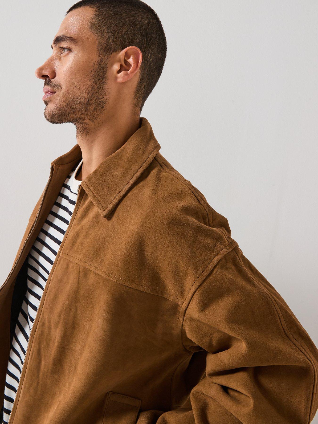  image of selected-homme-lucas-suede-bomber-jacket-brown