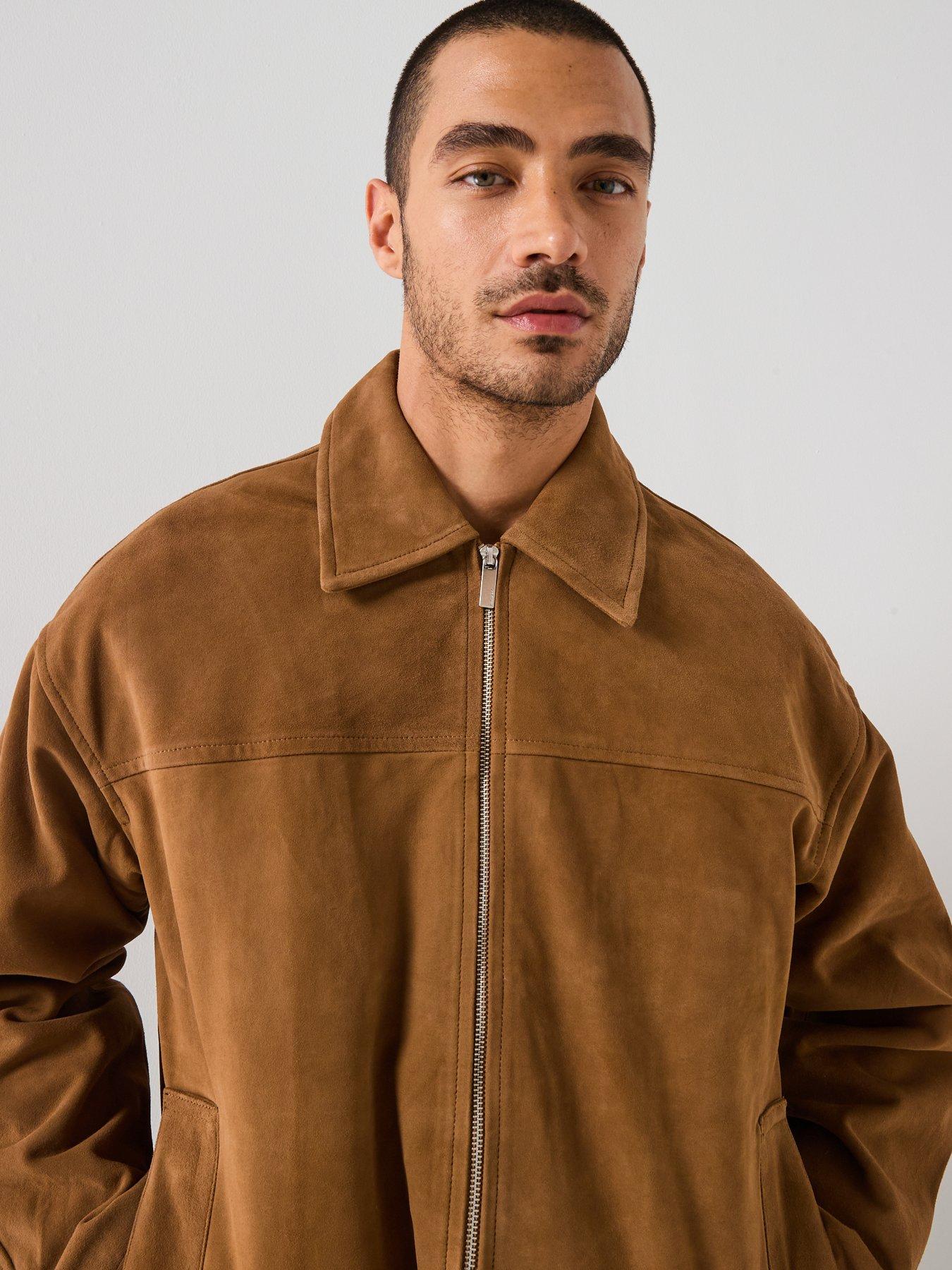  image of selected-homme-lucas-suede-bomber-jacket-brown
