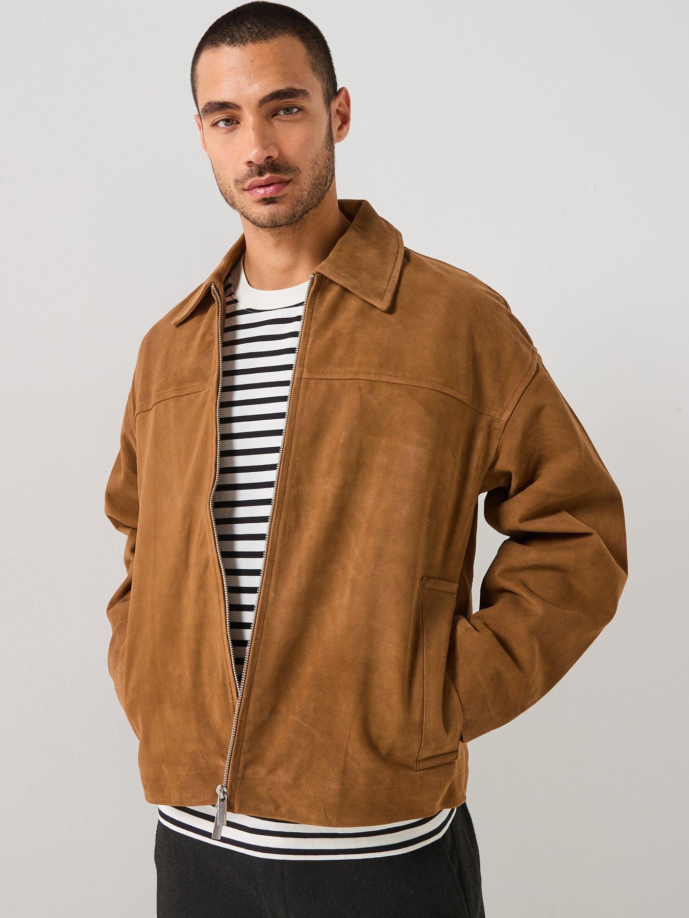  image of selected-homme-lucas-suede-bomber-jacket-brown