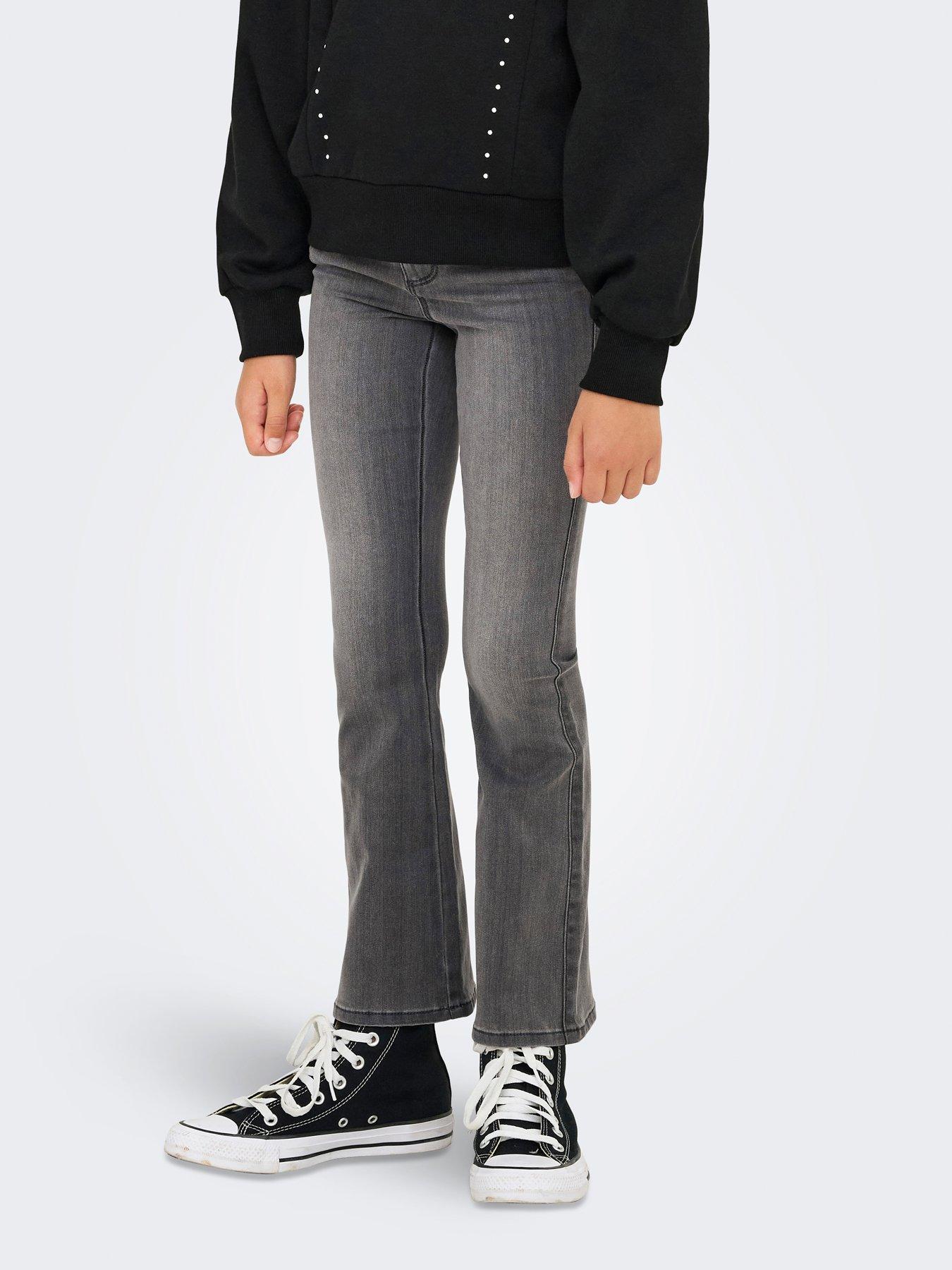 Only Kids Girls Royal Flare Jeans - Dark Grey