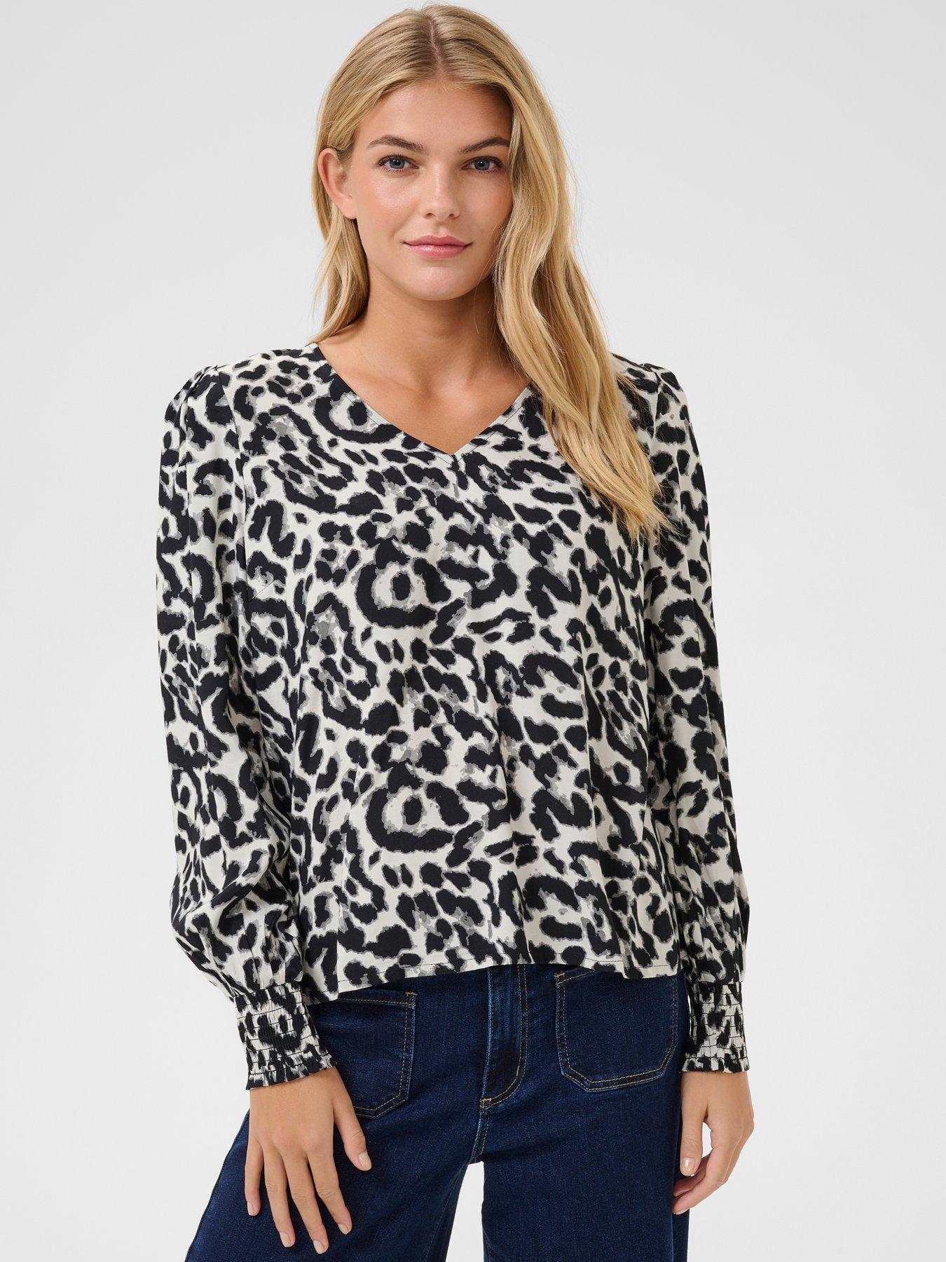 front image of kaffe-lianna-long-sleeve-blouse-multi