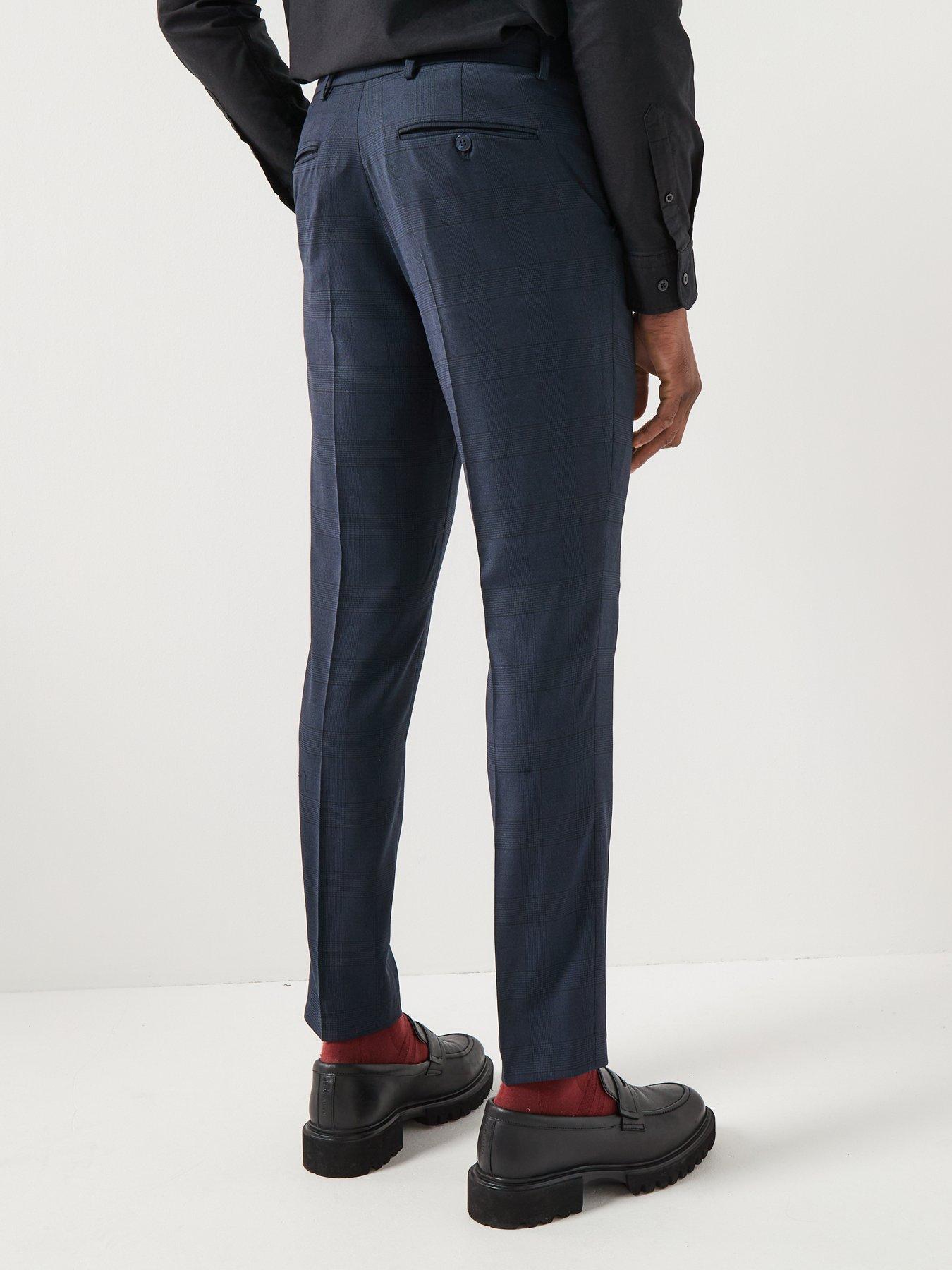  image of selected-homme-slim-fit-neil-check-suit-trousers-navy