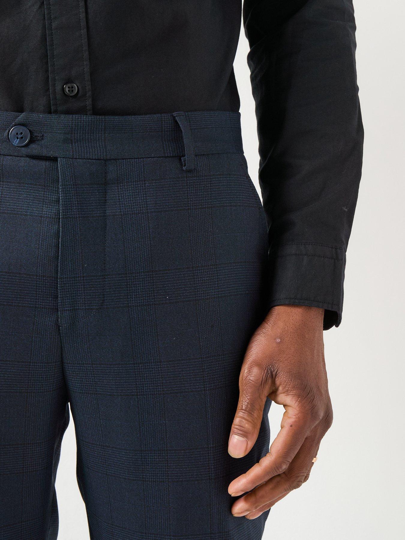  image of selected-homme-slim-fit-neil-check-suit-trousers-navy