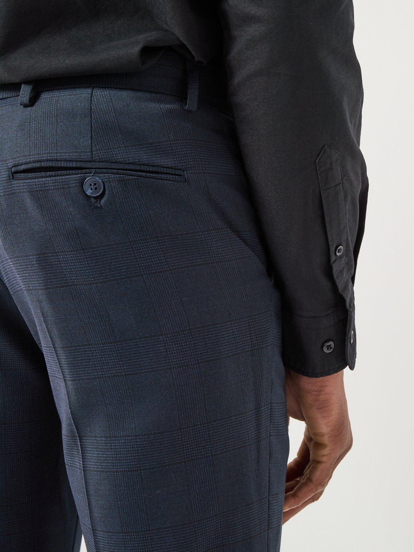  image of selected-homme-slim-fit-neil-check-suit-trousers-navy