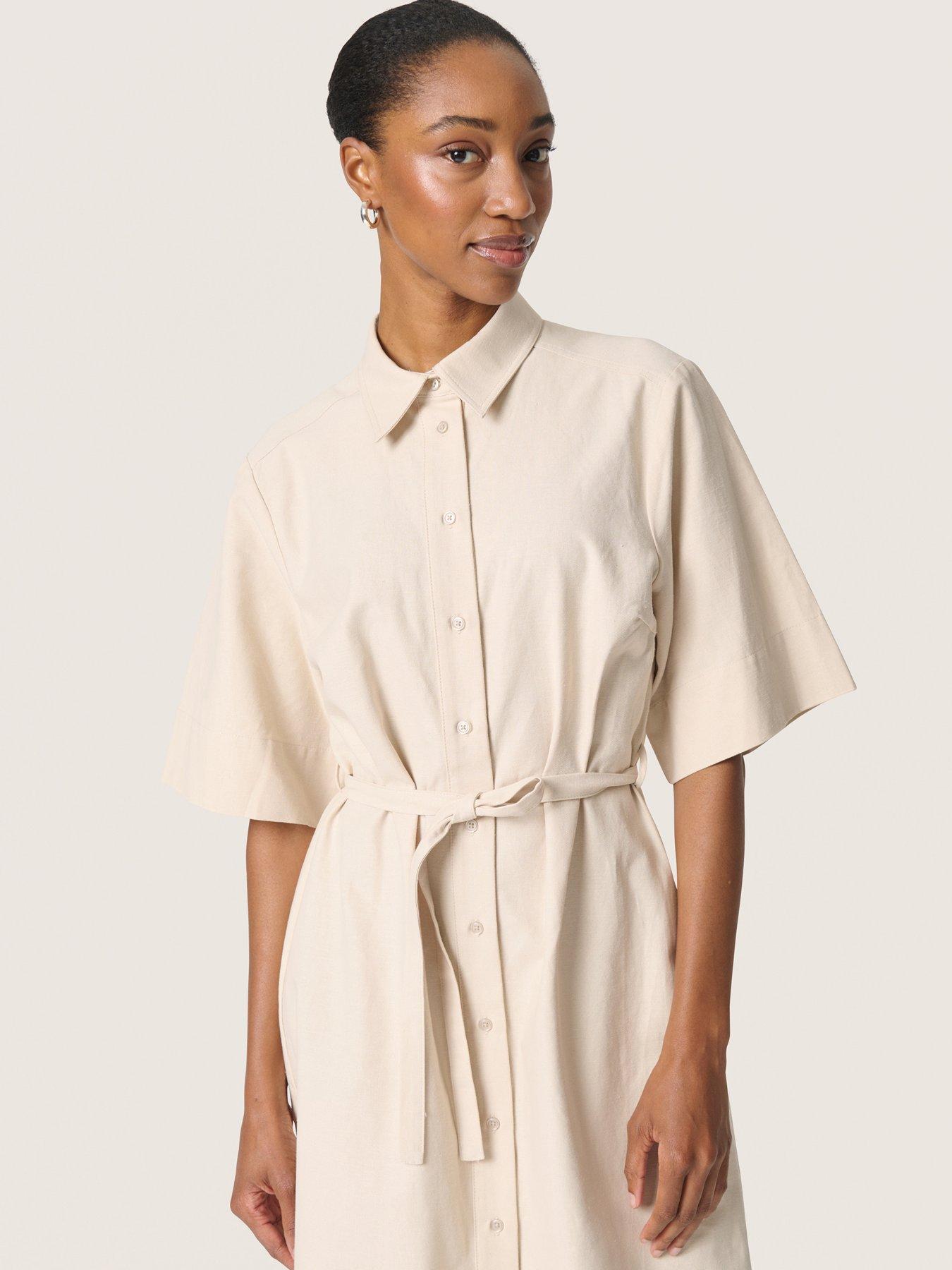  image of soaked-in-luxury-linnena-dress-beige