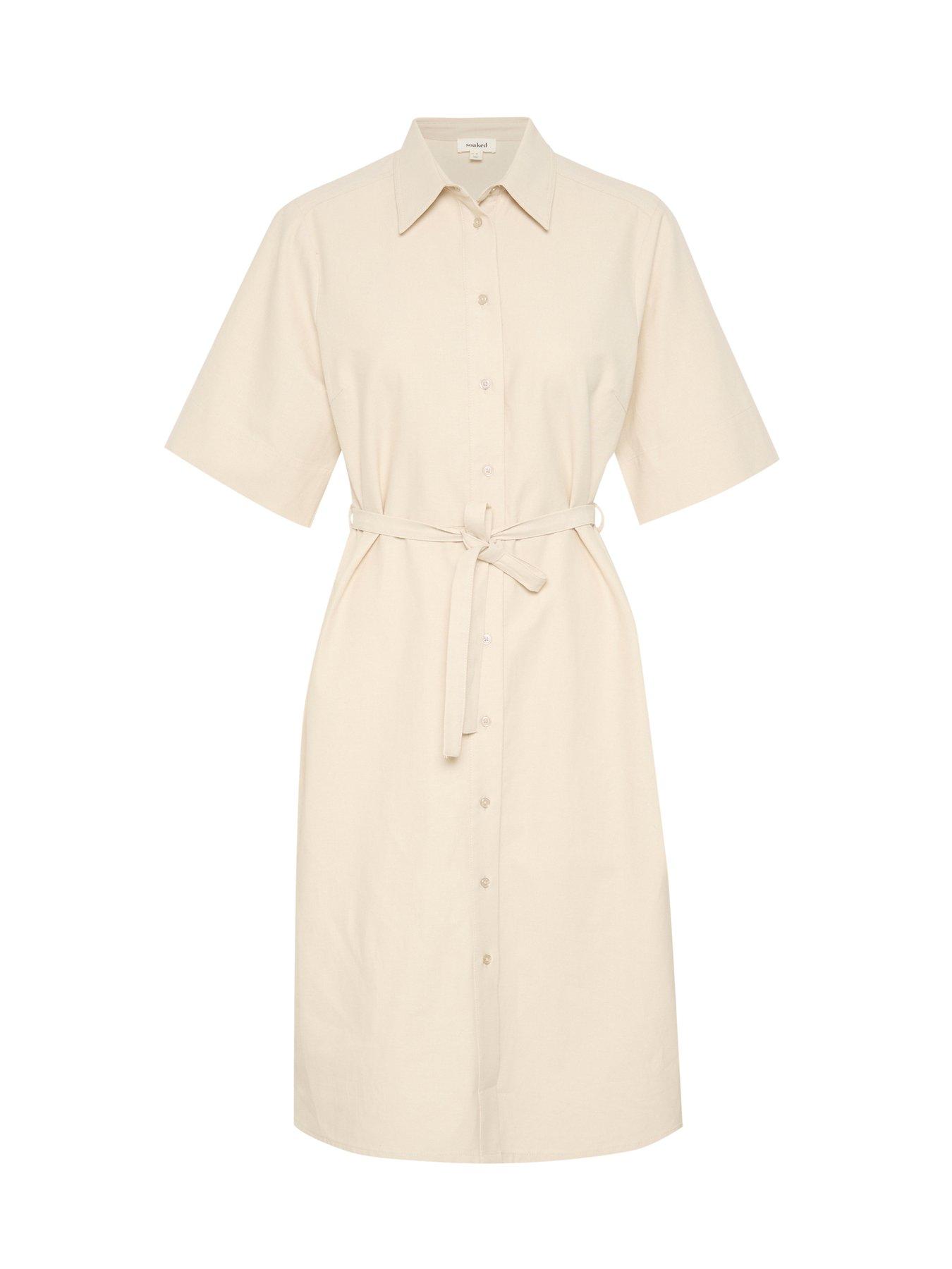  image of soaked-in-luxury-linnena-dress-beige