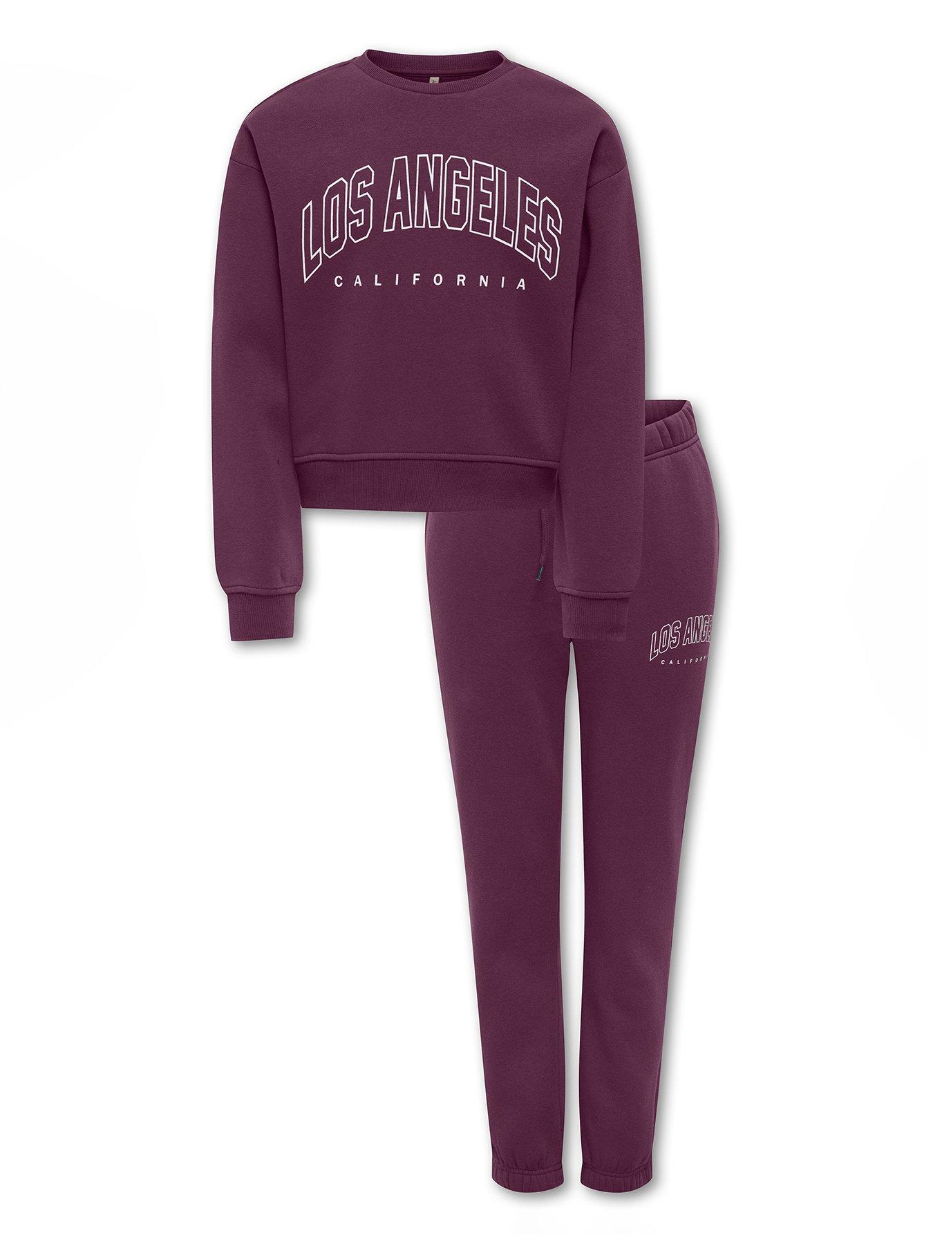 undefined Girls Los Angeles Sweat Set - Dark Red