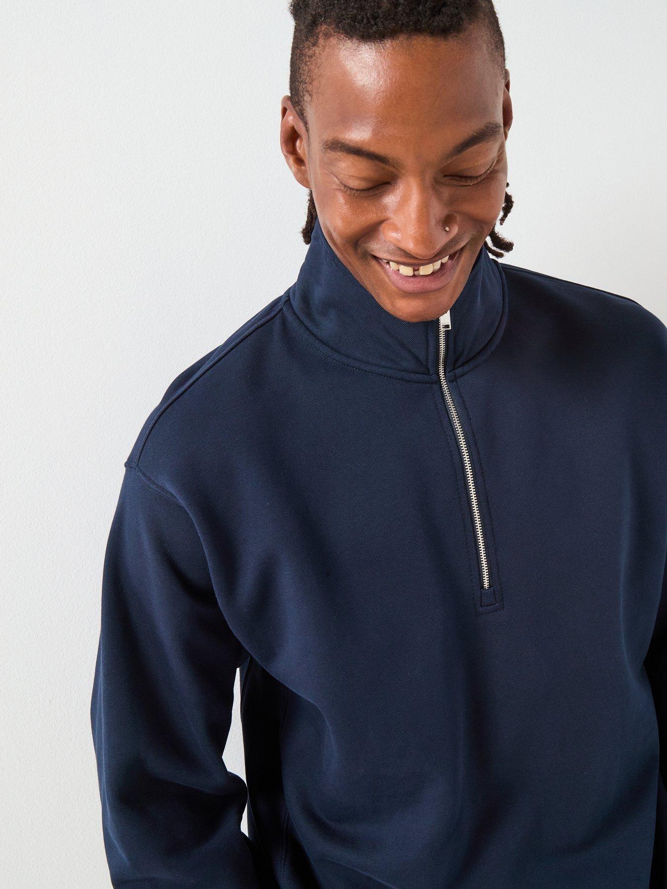  image of selected-aron-long-sleeve-half-zip-sweat-navy