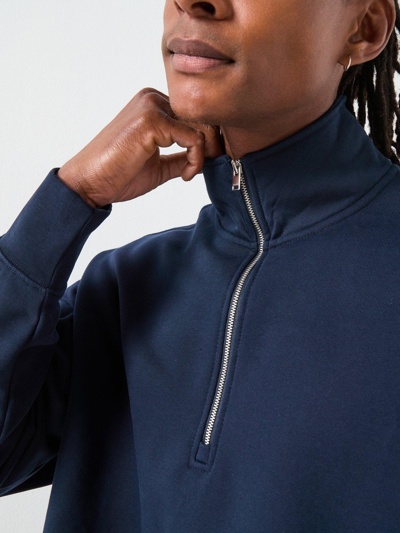  image of selected-aron-long-sleeve-half-zip-sweat-navy