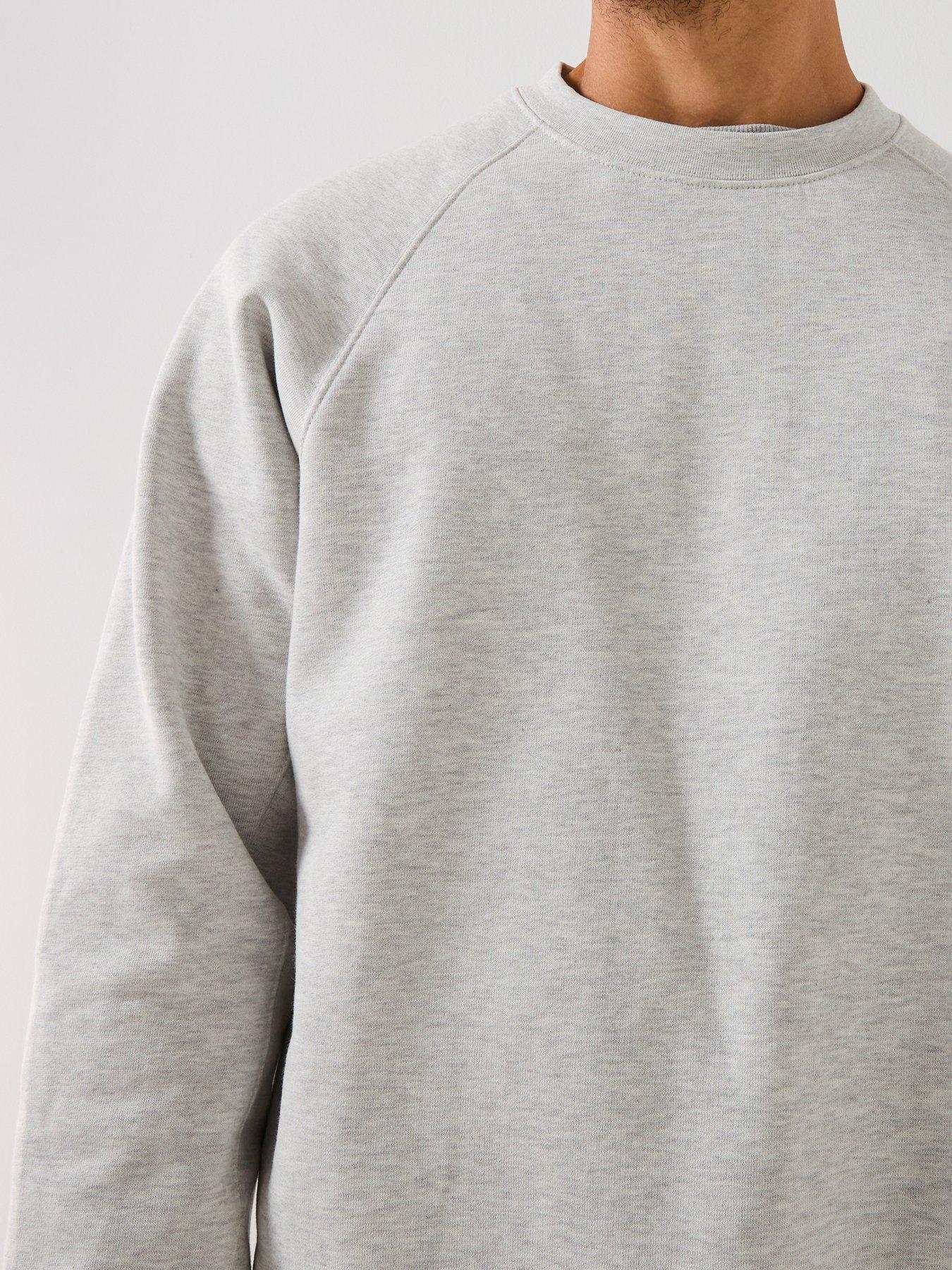 Image 4 of 5 of Selected Homme Aron Long Sleeve Raglan Crew Sweatshirt - Light Grey