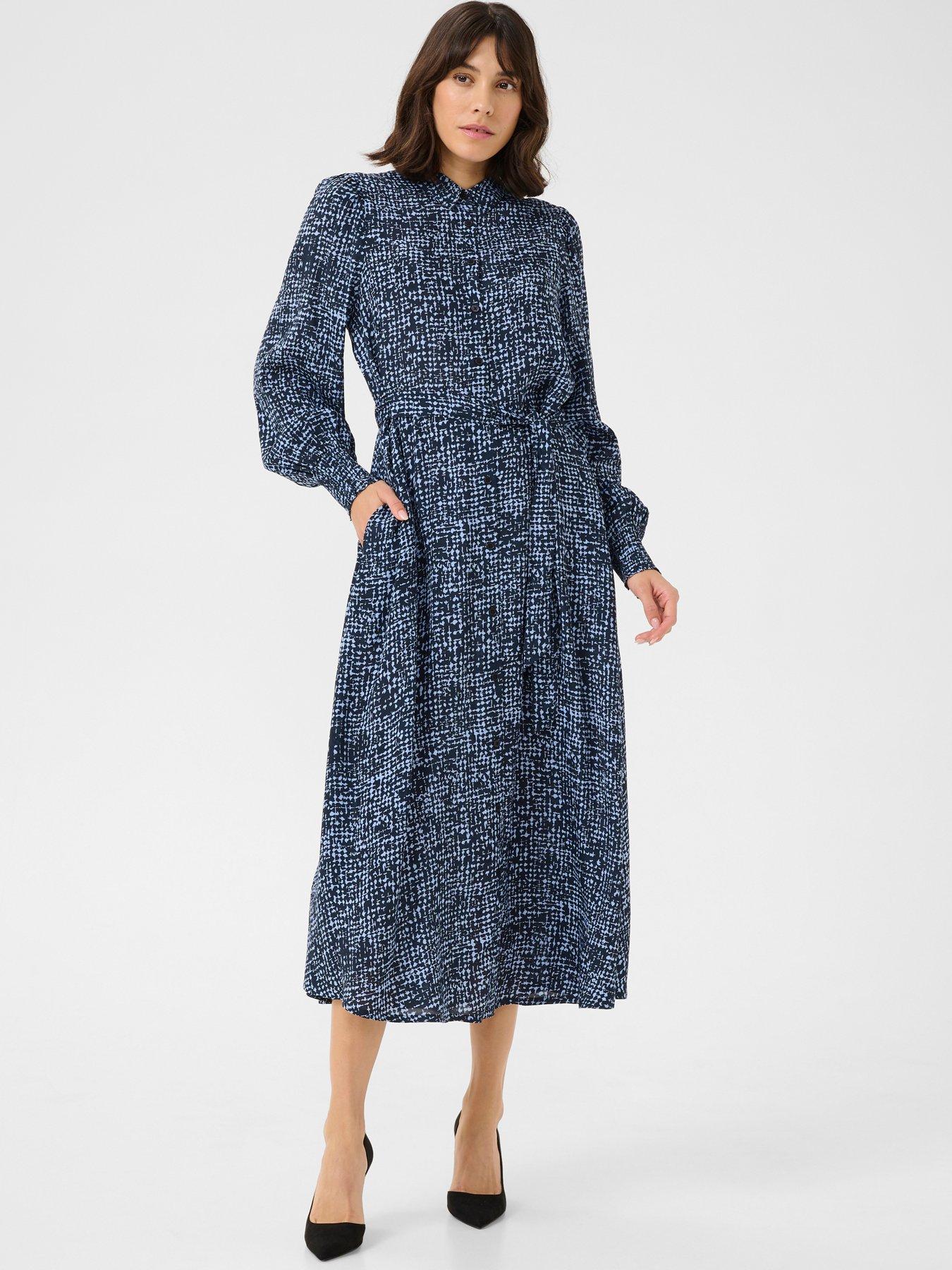  image of kaffe-pollie-shirt-midi-dress-blue