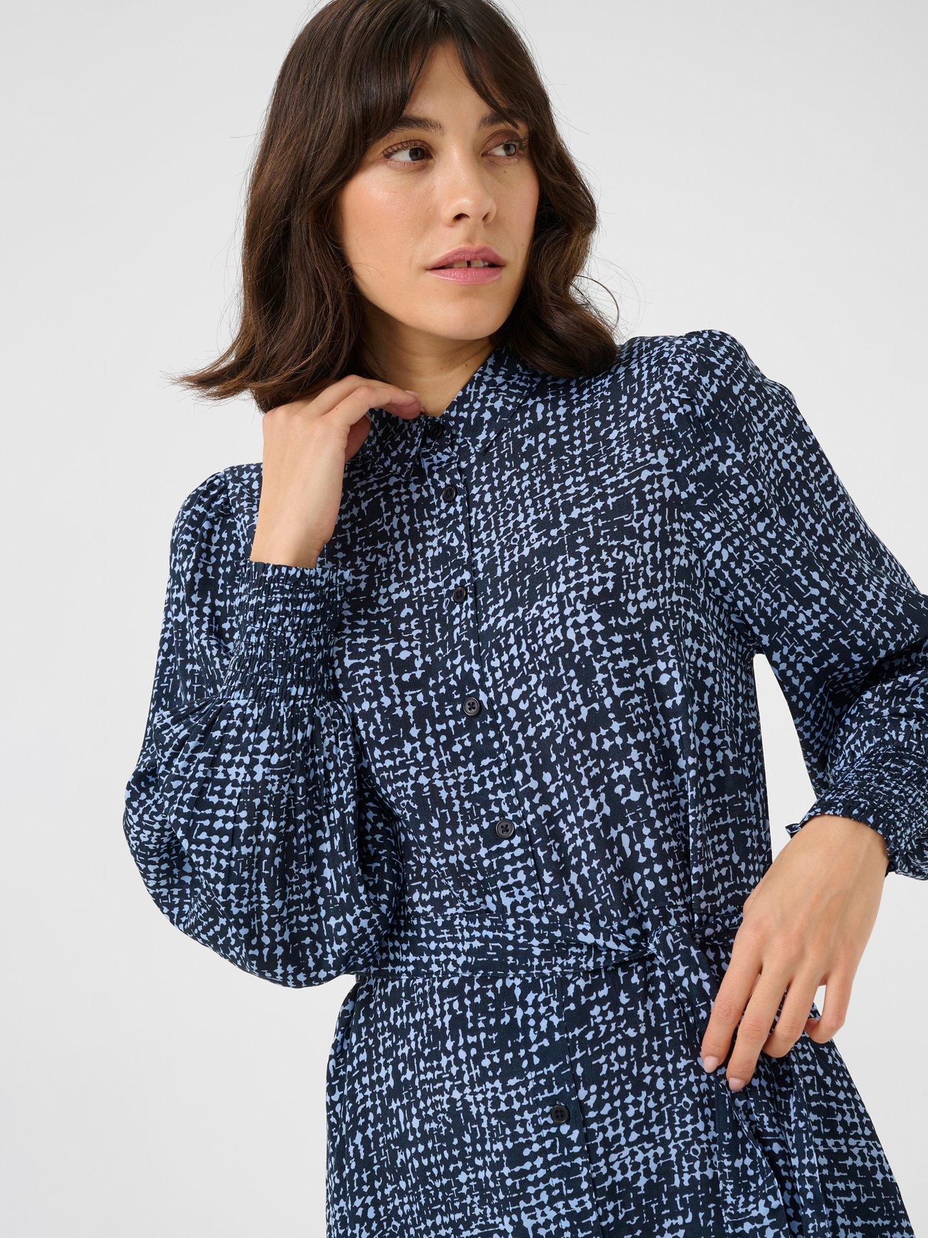  image of kaffe-pollie-shirt-midi-dress-blue