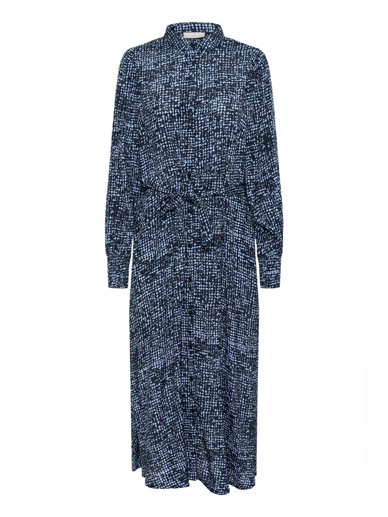  image of kaffe-pollie-shirt-midi-dress-blue