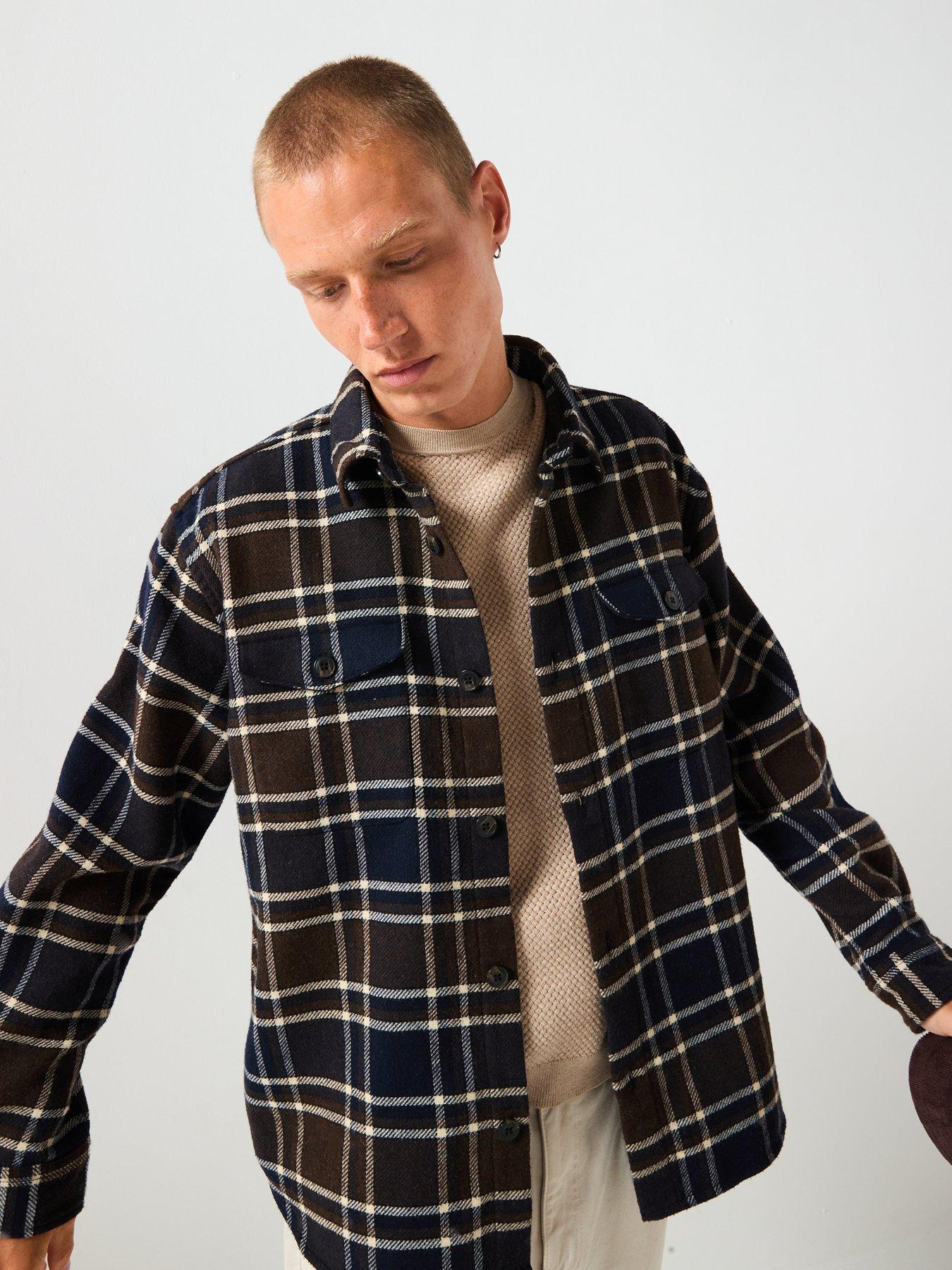  image of selected-homme-pablo-wool-checked-casual-shirt-brown