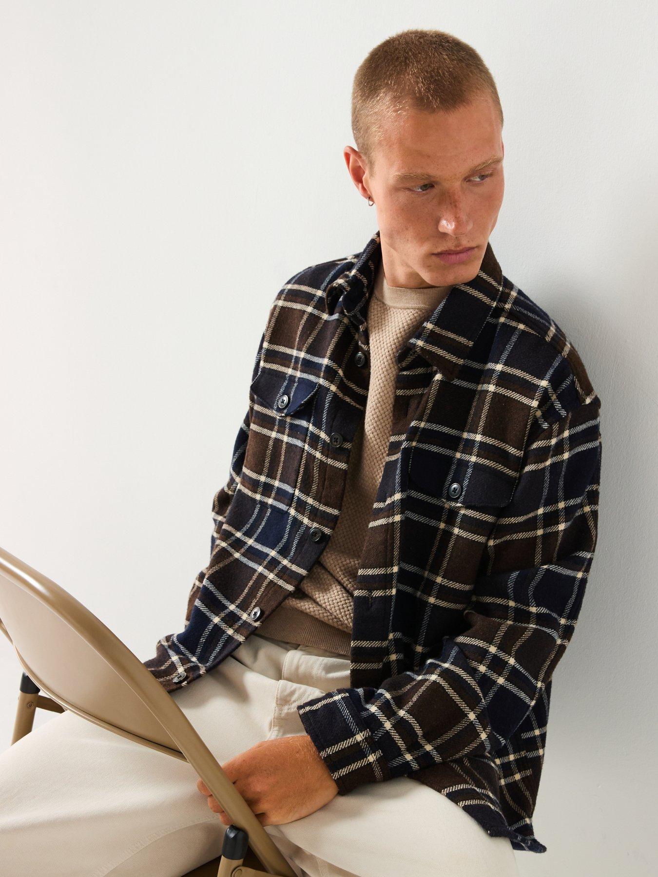  image of selected-homme-pablo-wool-checked-casual-shirt-brown