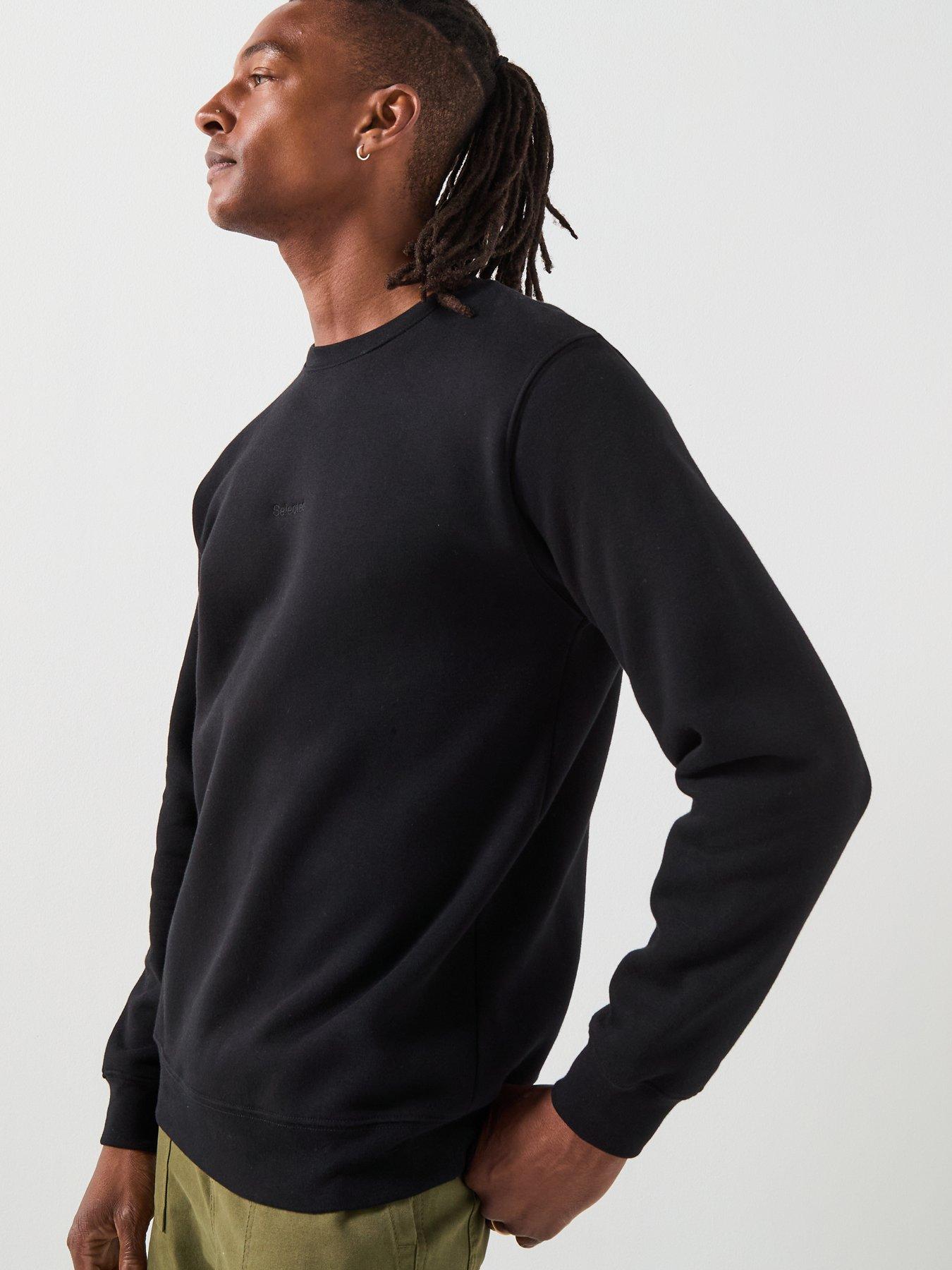  image of selected-homme-hankie-logo-crew-neck-sweat-top-black