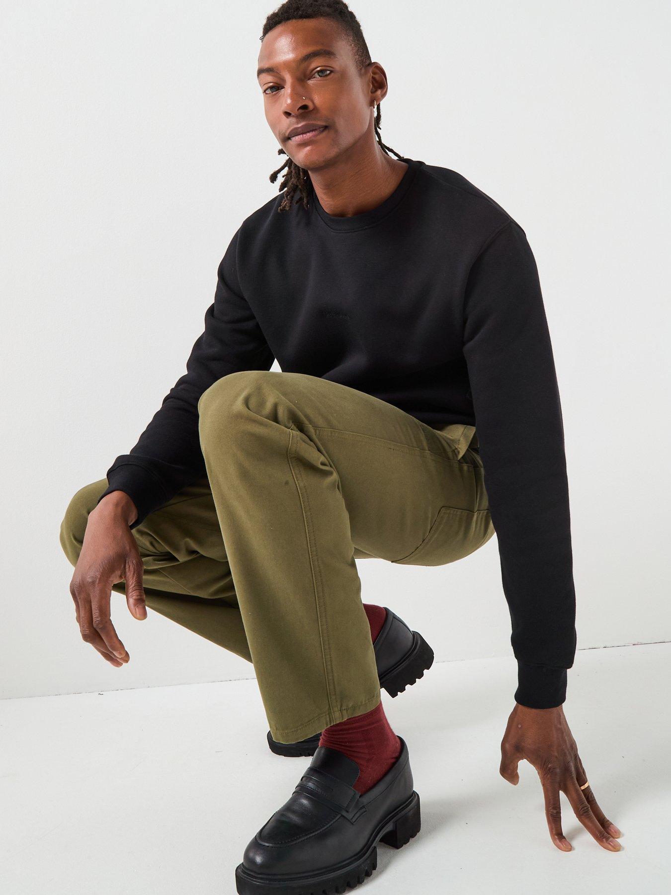  image of selected-homme-hankie-logo-crew-neck-sweat-top-black