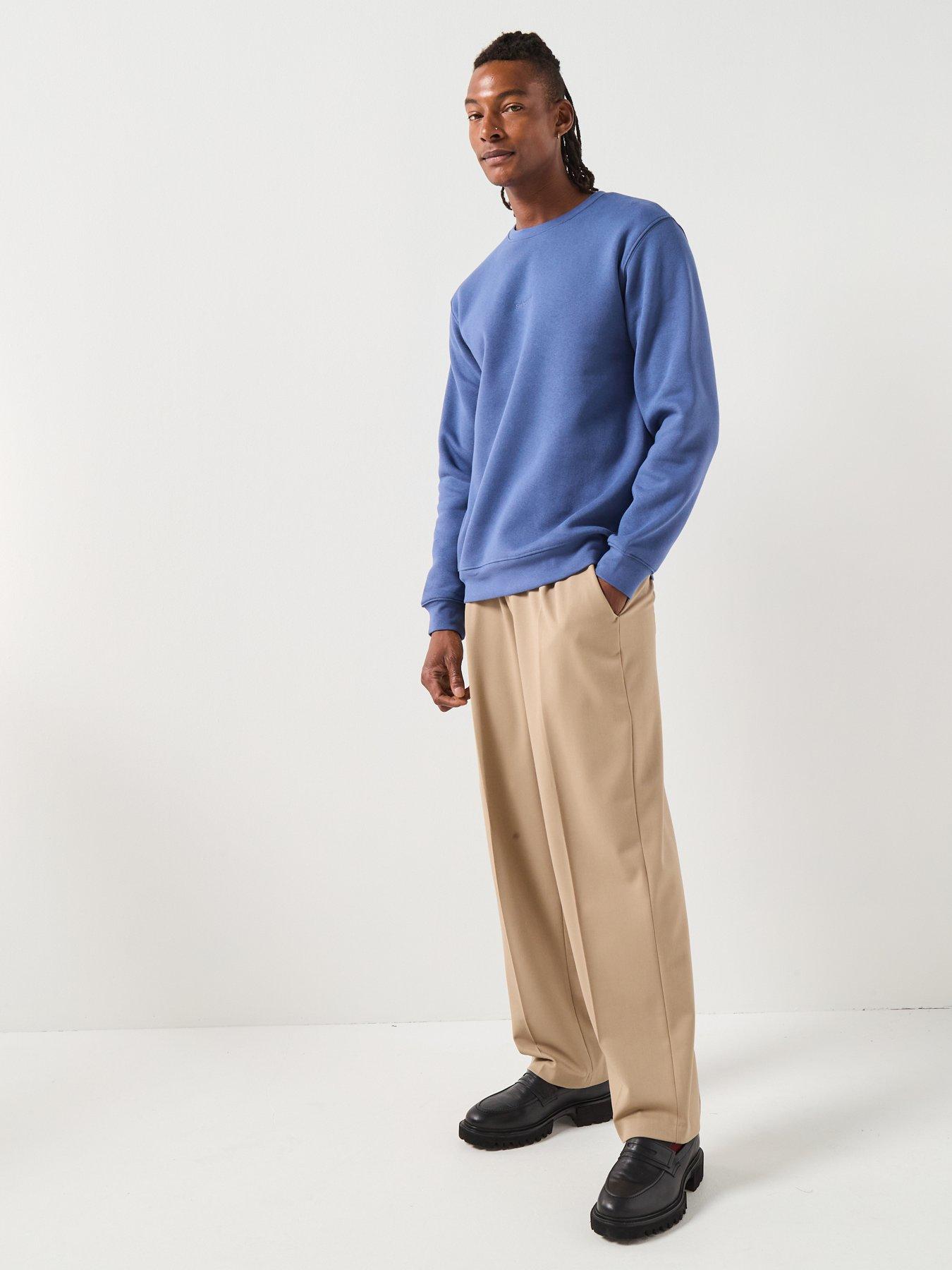  image of selected-homme-hankie-logo-crew-neck-sweat-top-blue