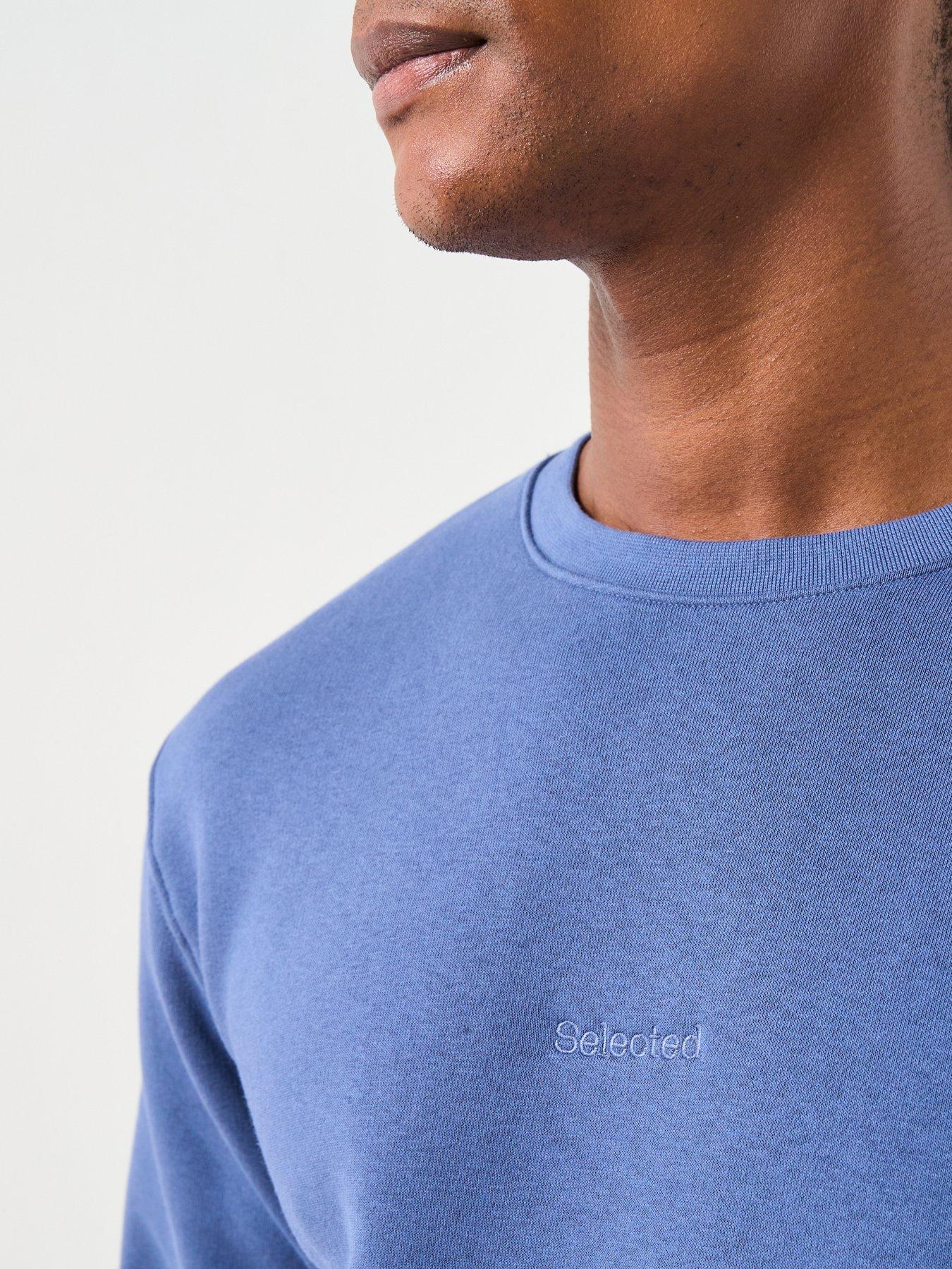  image of selected-homme-hankie-logo-crew-neck-sweat-top-blue