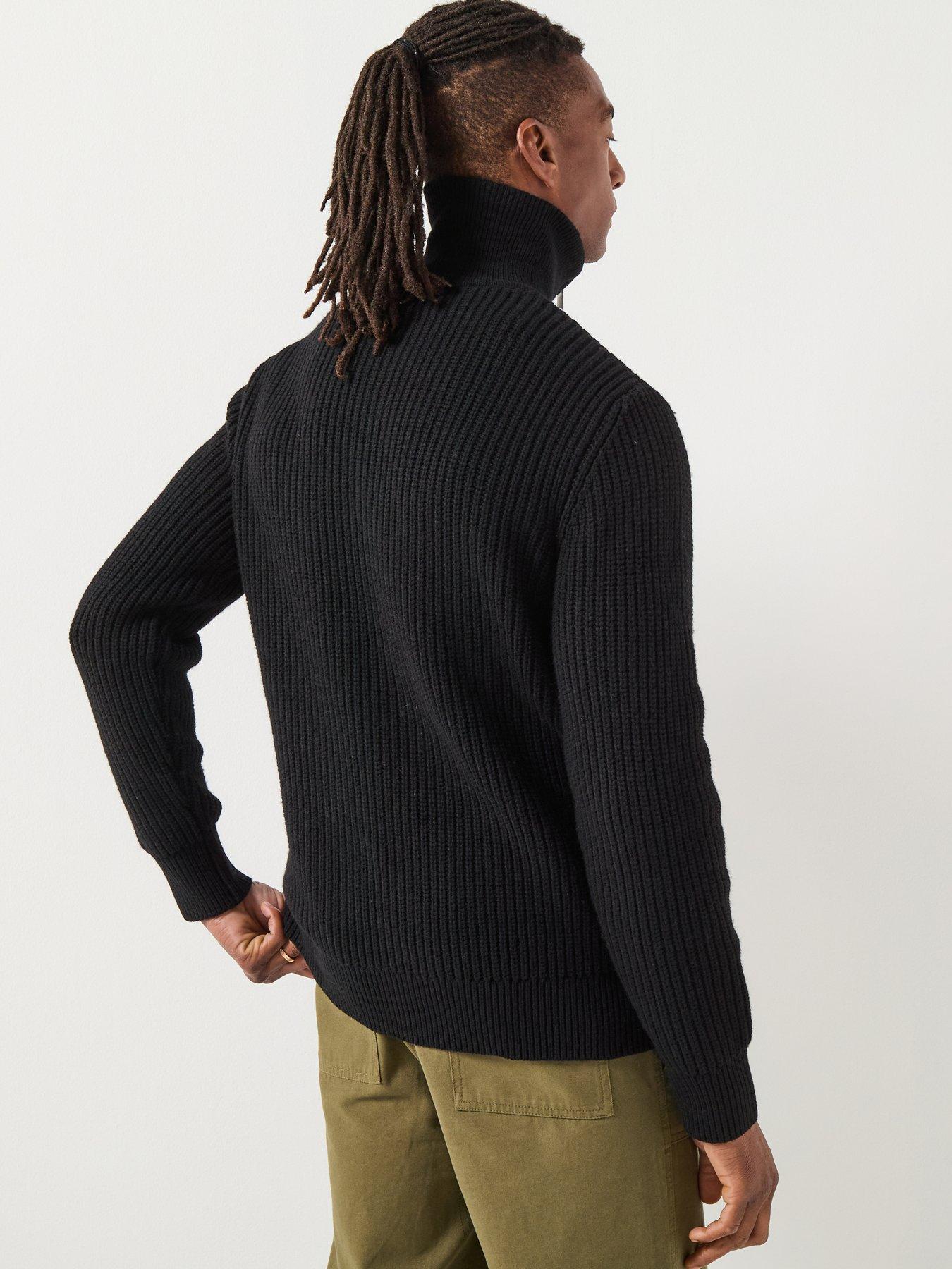 stillFront image of selected-homme-land-half-zip-knitted-jumper-black