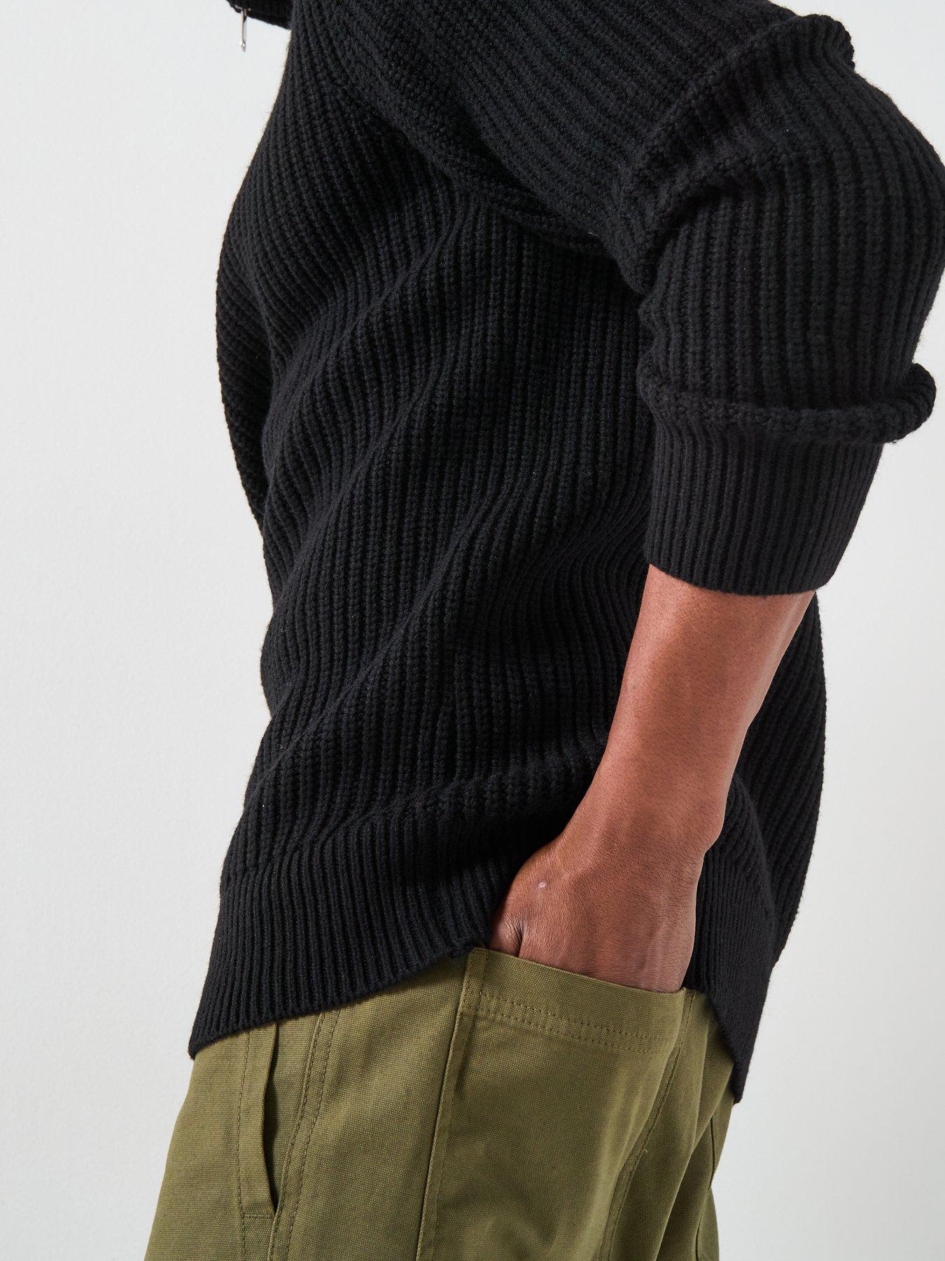  image of selected-homme-land-half-zip-knitted-jumper-black