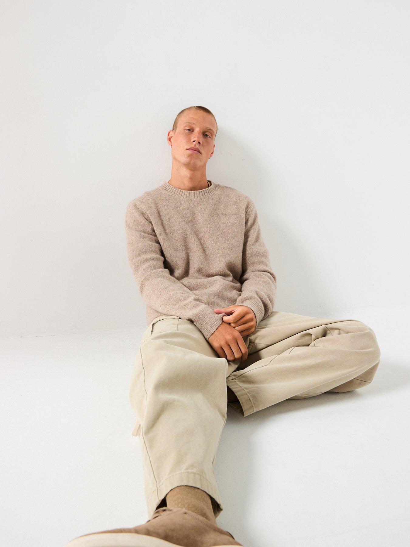 Selected Homme Neil Long Sleeve Neppy Wool Knitted Jumper - Beige