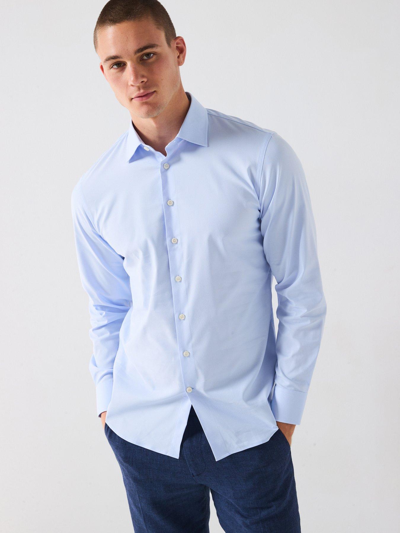 Image 1 of 6 of Selected Homme Slim Performance Long Sleeve Formal Shirt - Blue