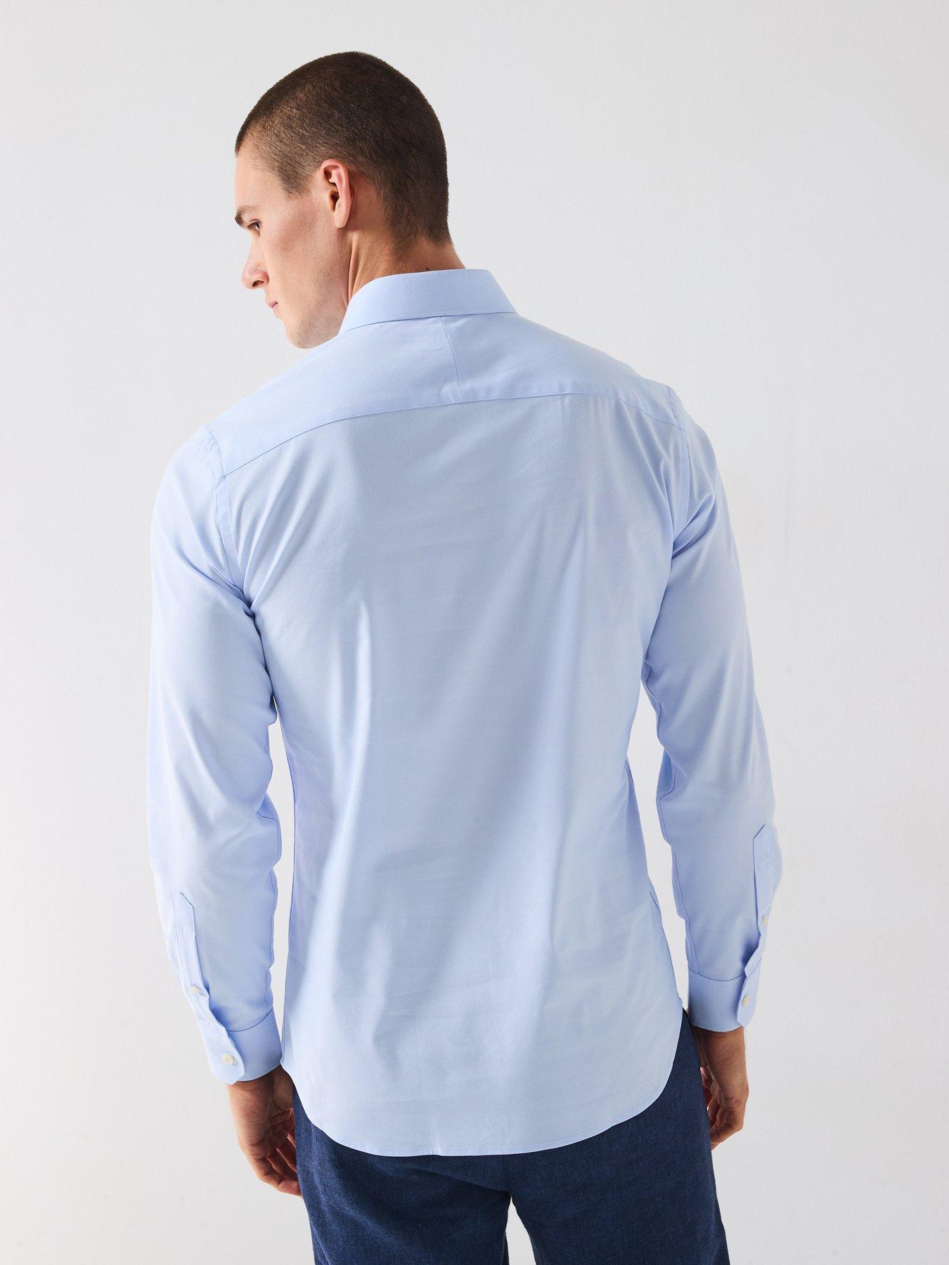Image 2 of 6 of Selected Homme Slim Performance Long Sleeve Formal Shirt - Blue