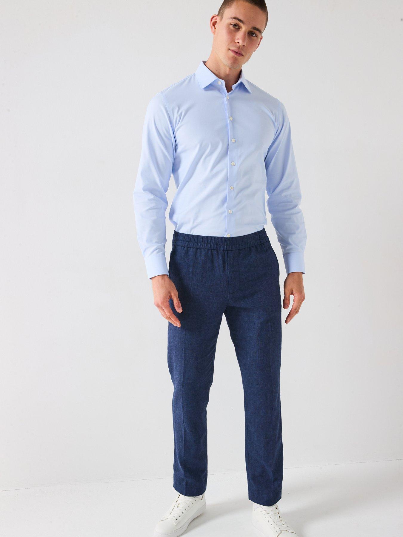 Image 3 of 6 of Selected Homme Slim Performance Long Sleeve Formal Shirt - Blue