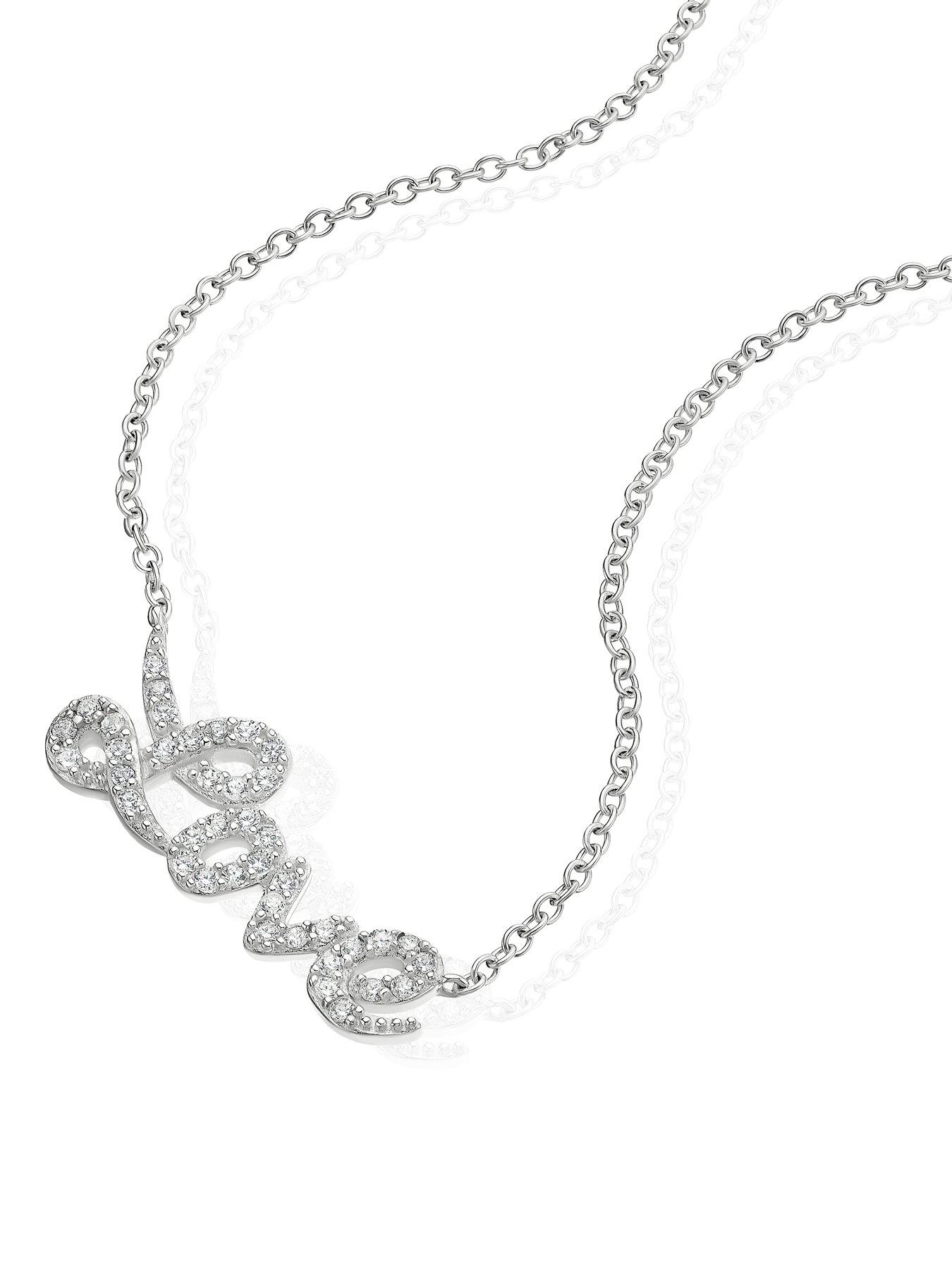 stillFront image of h-samuel-sterling-silver-necklace-cubic-zirconia-love-pendant-162-inch-necklace