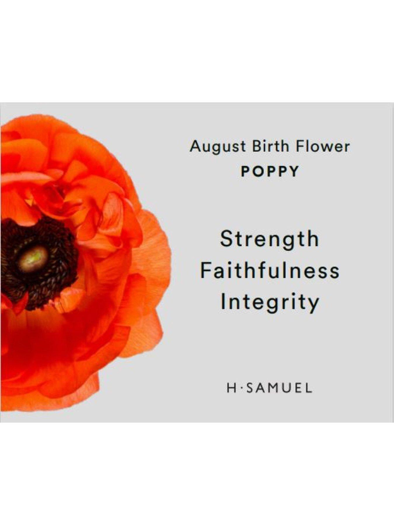  image of h-samuel-sterling-silver-necklace-poppy-august-birth-flower-necklace-with-cubic-zirconia-stones