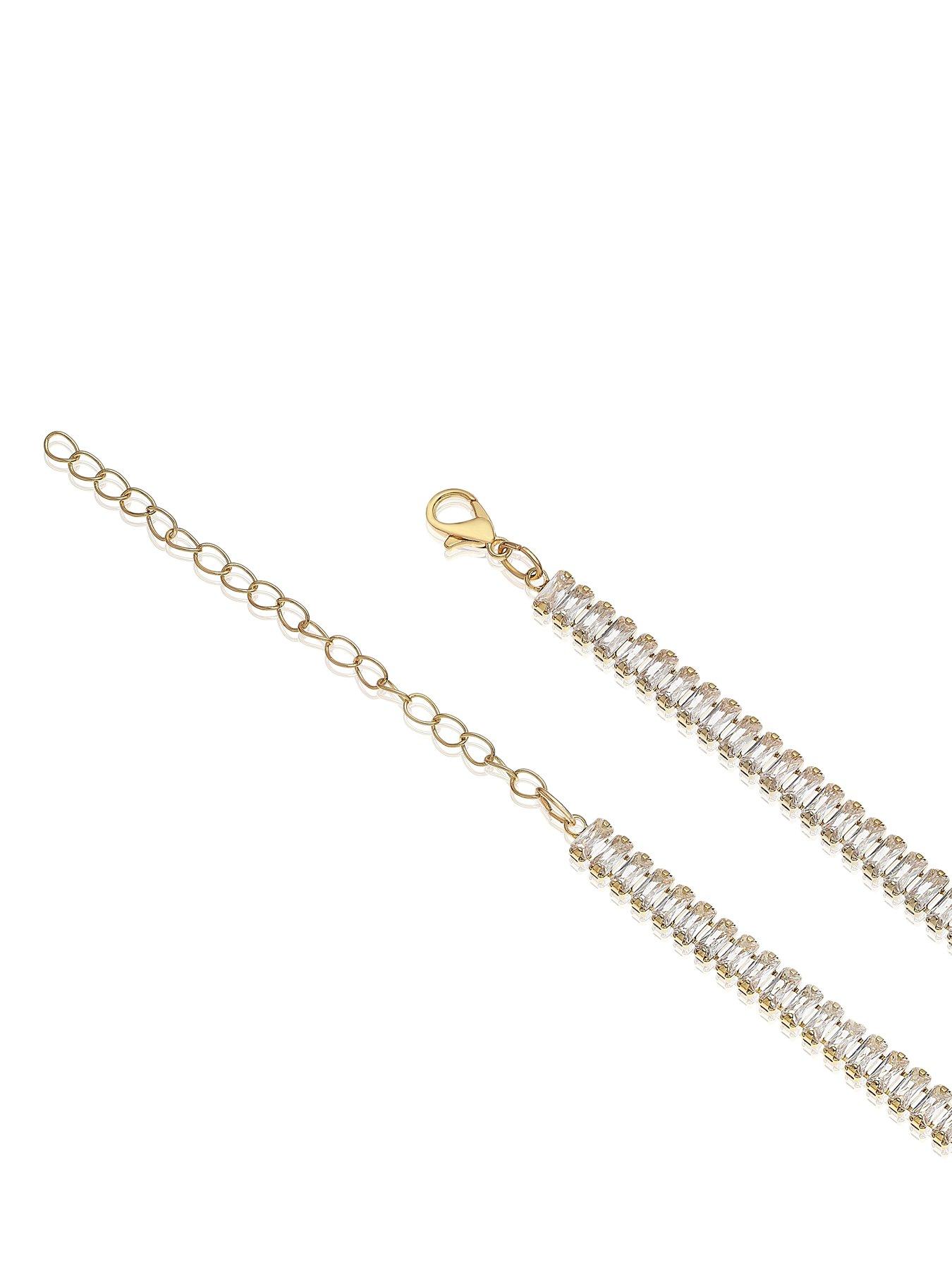  image of h-samuel-gold-plated-necklace-cubic-zirconia-16-inch-bar-necklace