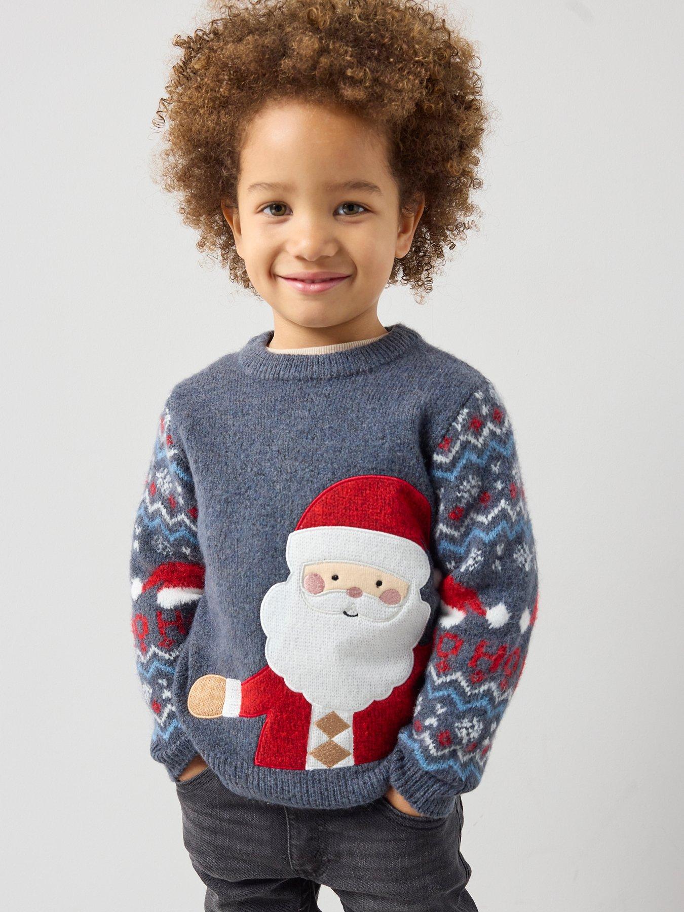 The Very Collection Boys Christmas Fairisle Santa Knitted Jumper - Multi