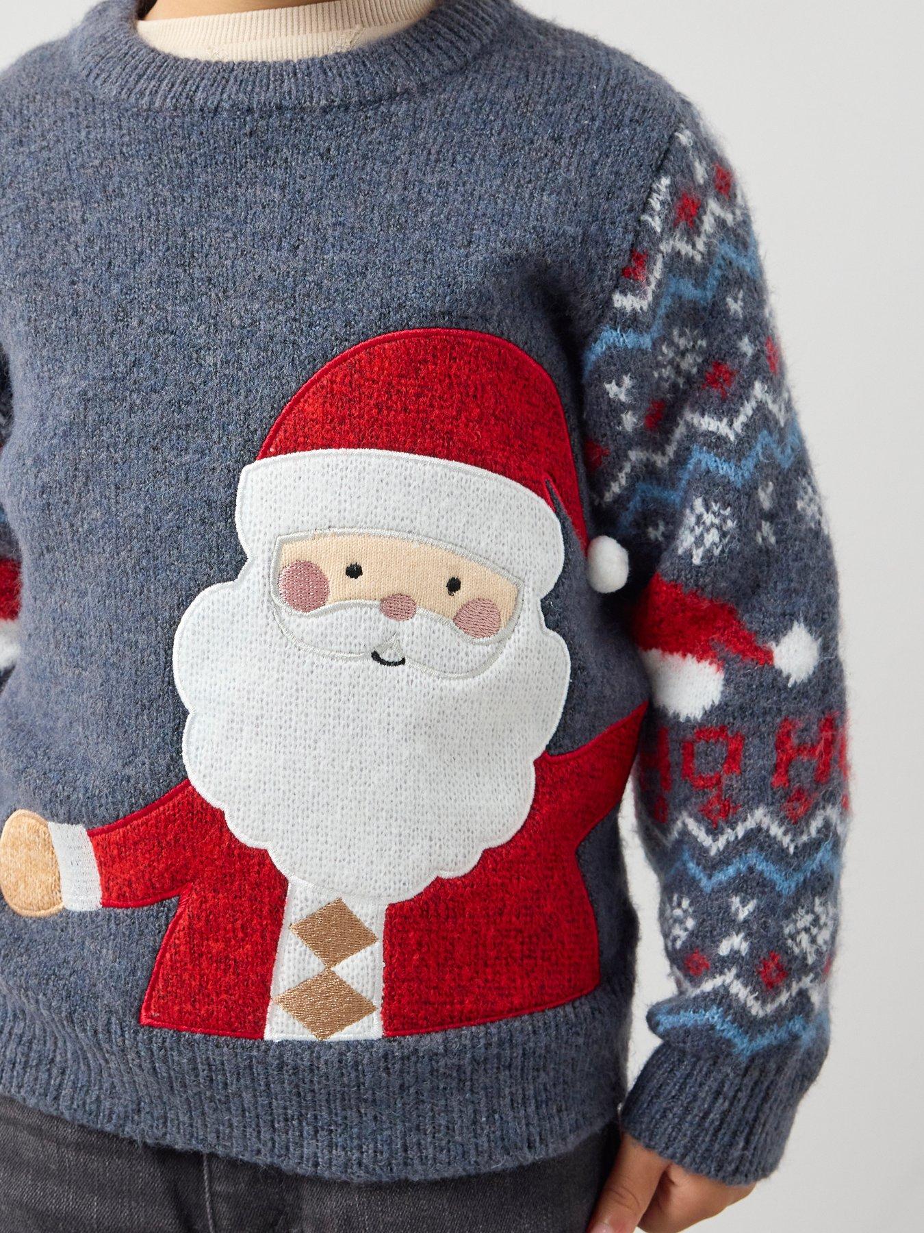 Image 4 of 6 of The Very Collection Boys Christmas Fairisle Santa Knitted Jumper - Multi