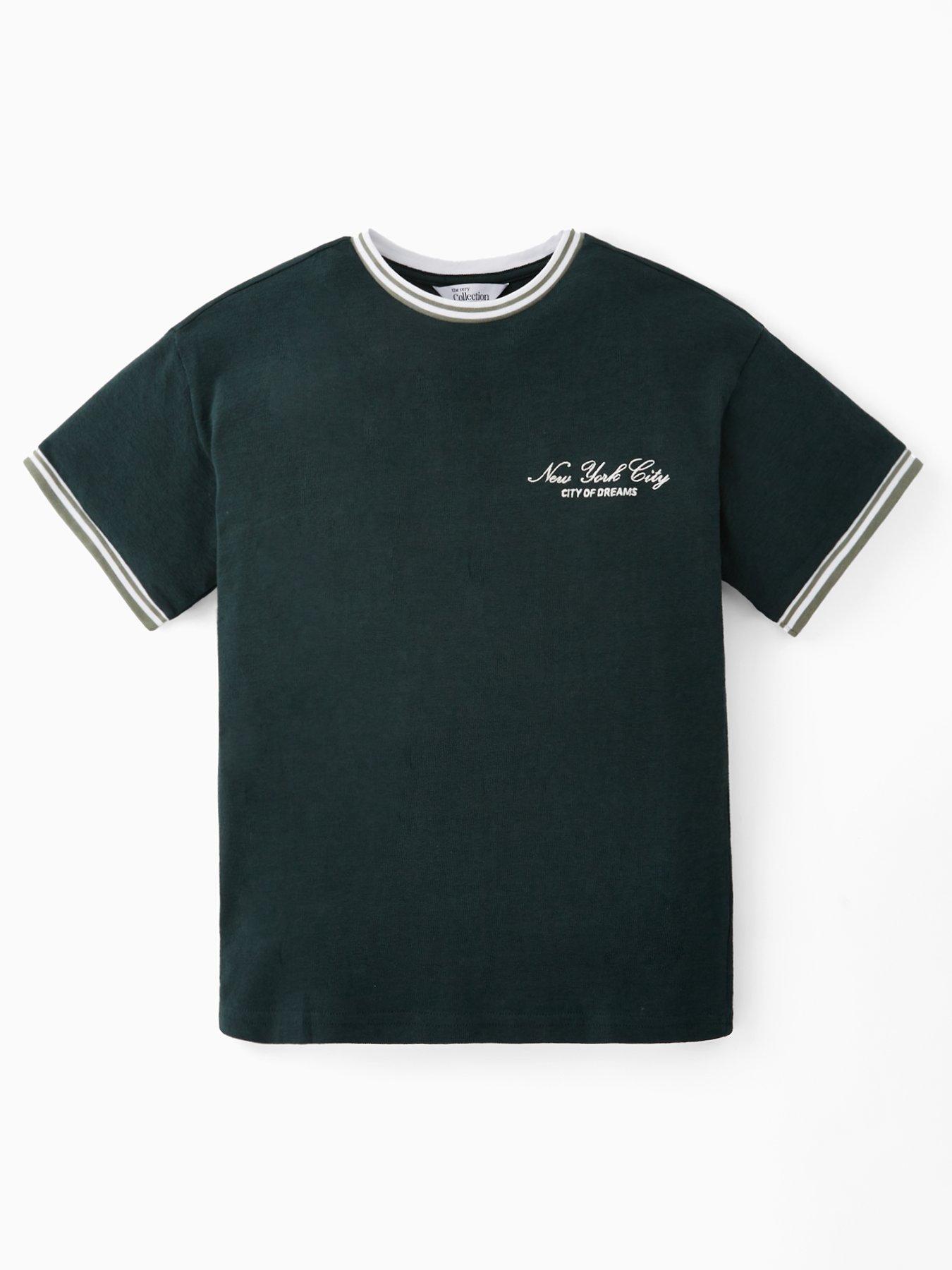 the-very-collection-boys-contrast-short-sleeve-slogan-detail-t-shirt-green