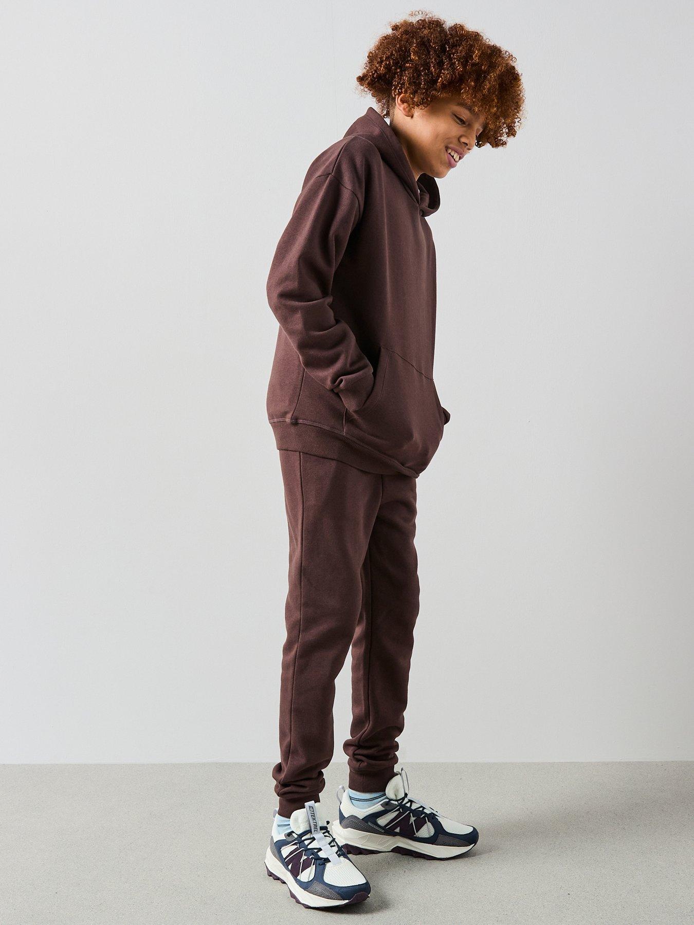 The Very Collection Boys Drop Shoulder Hoodie And Jogger Set - Brown