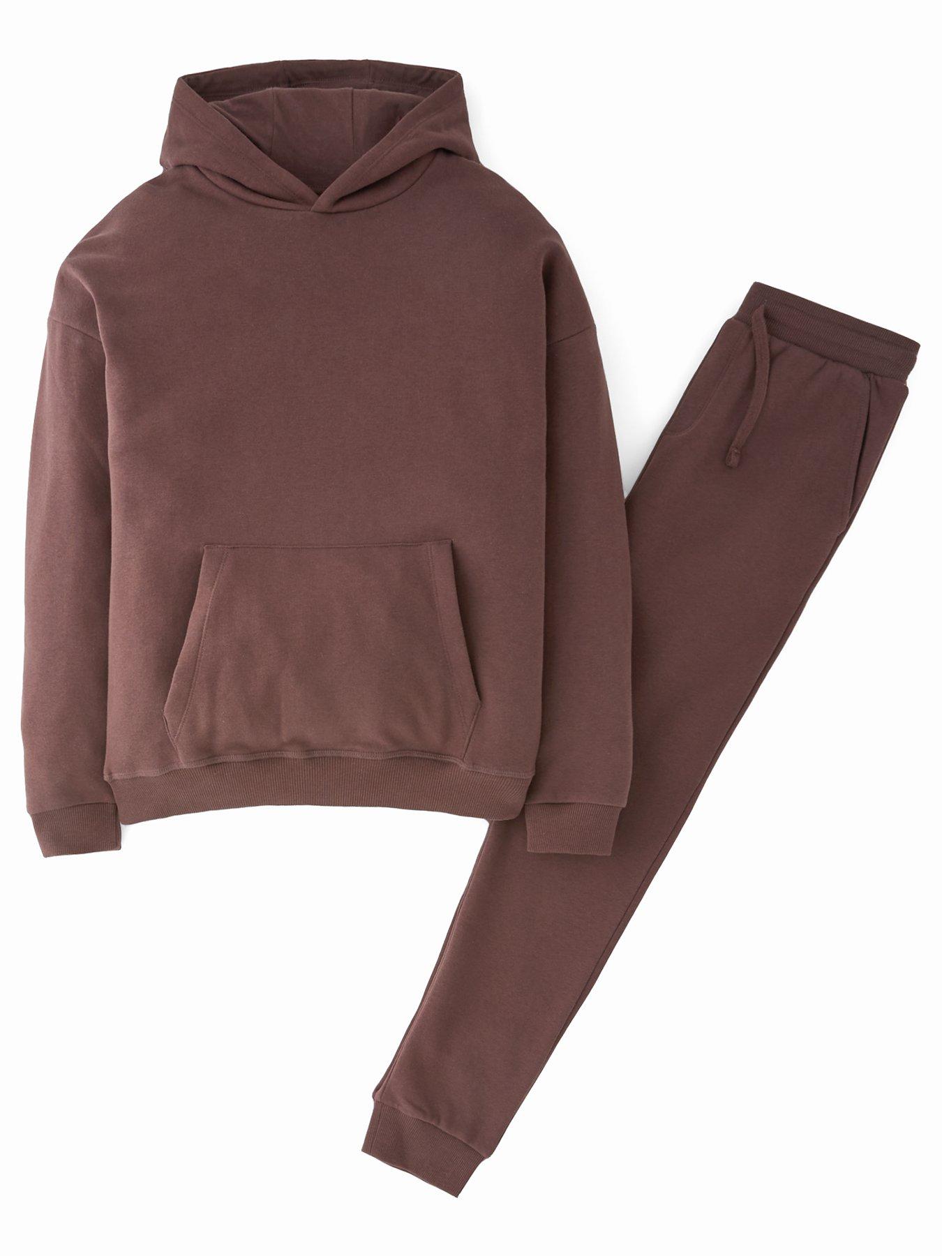 The Very Collection Boys Drop Shoulder Hoodie And Jogger Set - Brown