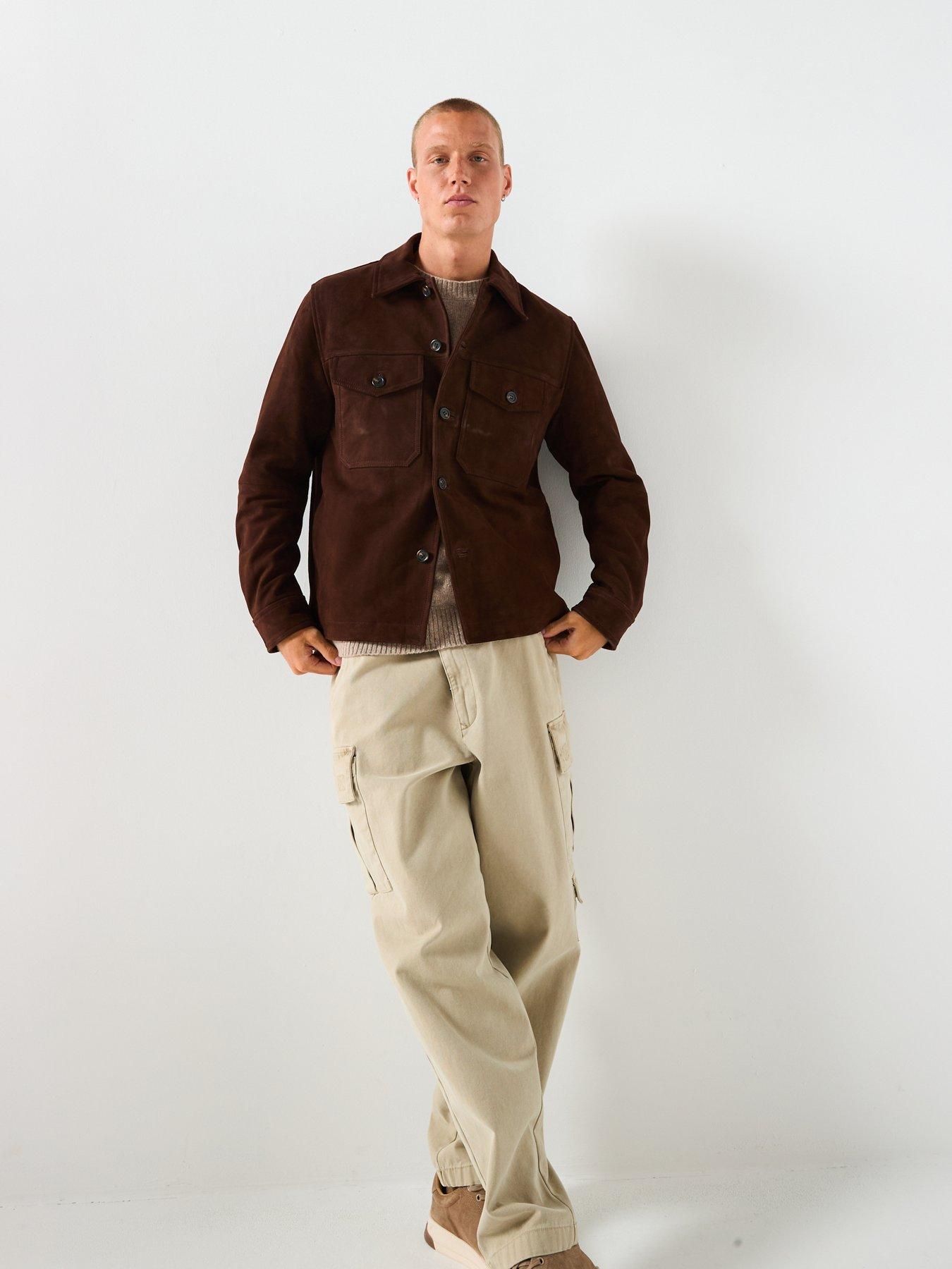  image of selected-thom-suede-over-shirt-brown