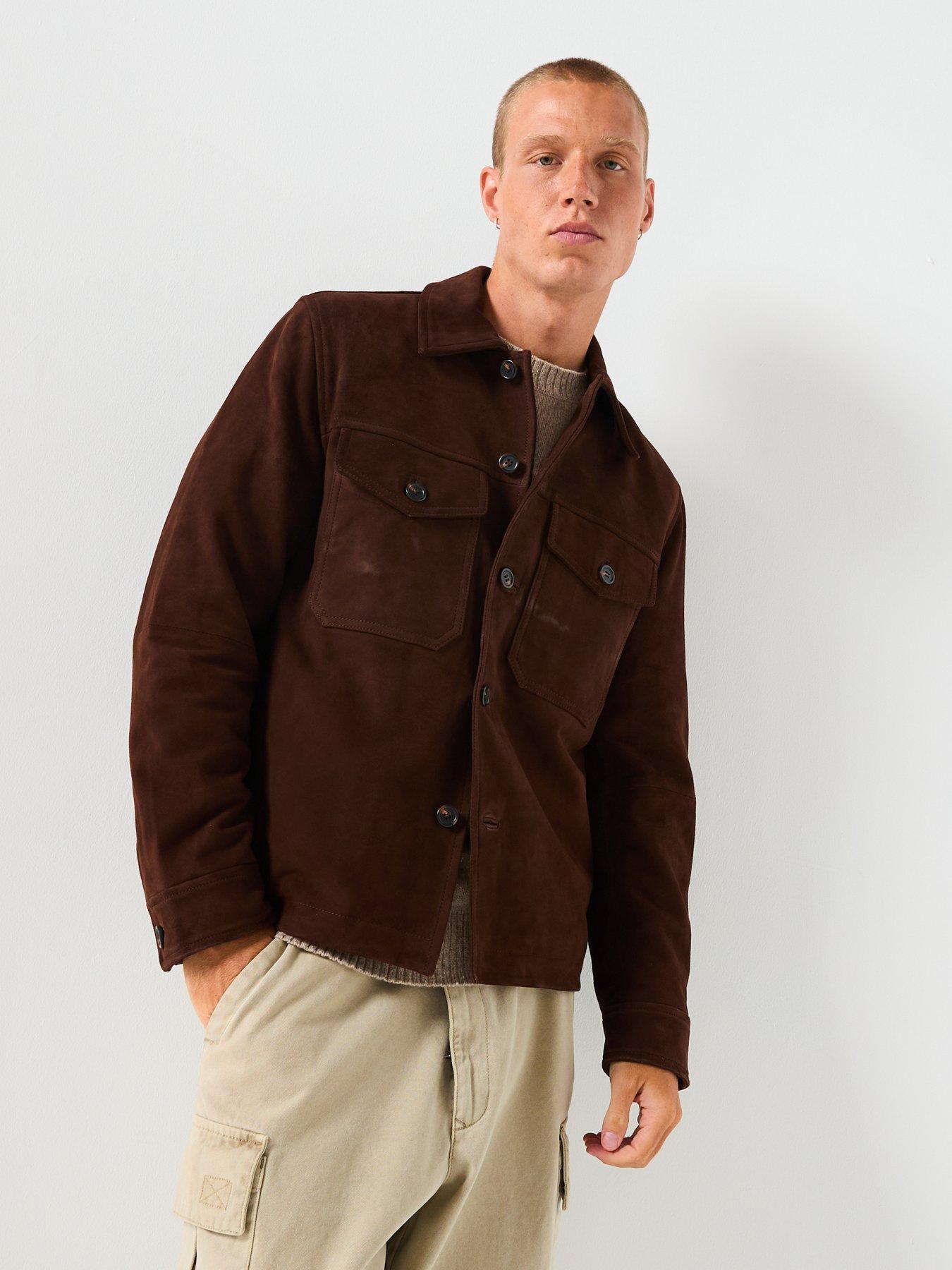  image of selected-thom-suede-over-shirt-brown