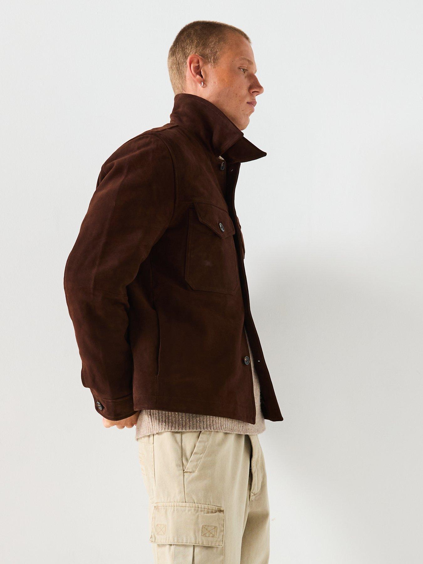  image of selected-thom-suede-over-shirt-brown