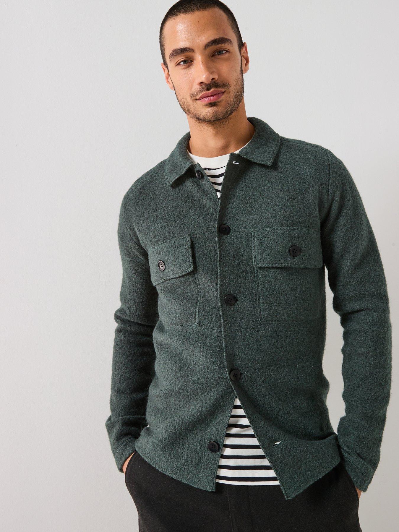  image of selected-homme-nealy-long-sleeve-knitted-cardigan-dark-green